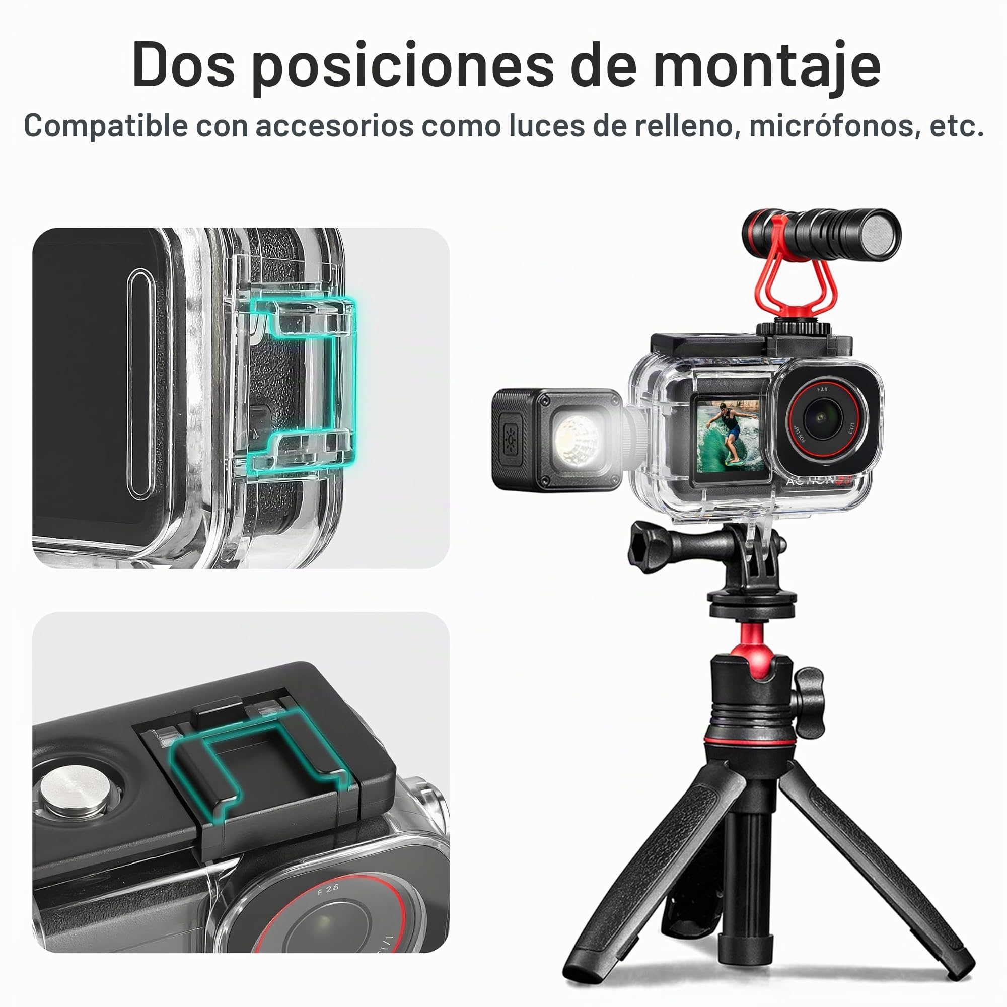 FitStill 50M/164FT - Carcasa impermeable y mango flotante, adecuado para DJI osmo Action 5pro/Action 4/Action 3 Accesorios Set de buceo