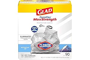 Glad ForceFlex Plus 20 Gallon Extra Large Capacity Drawstring Kitchen Trash Bags with Clorox