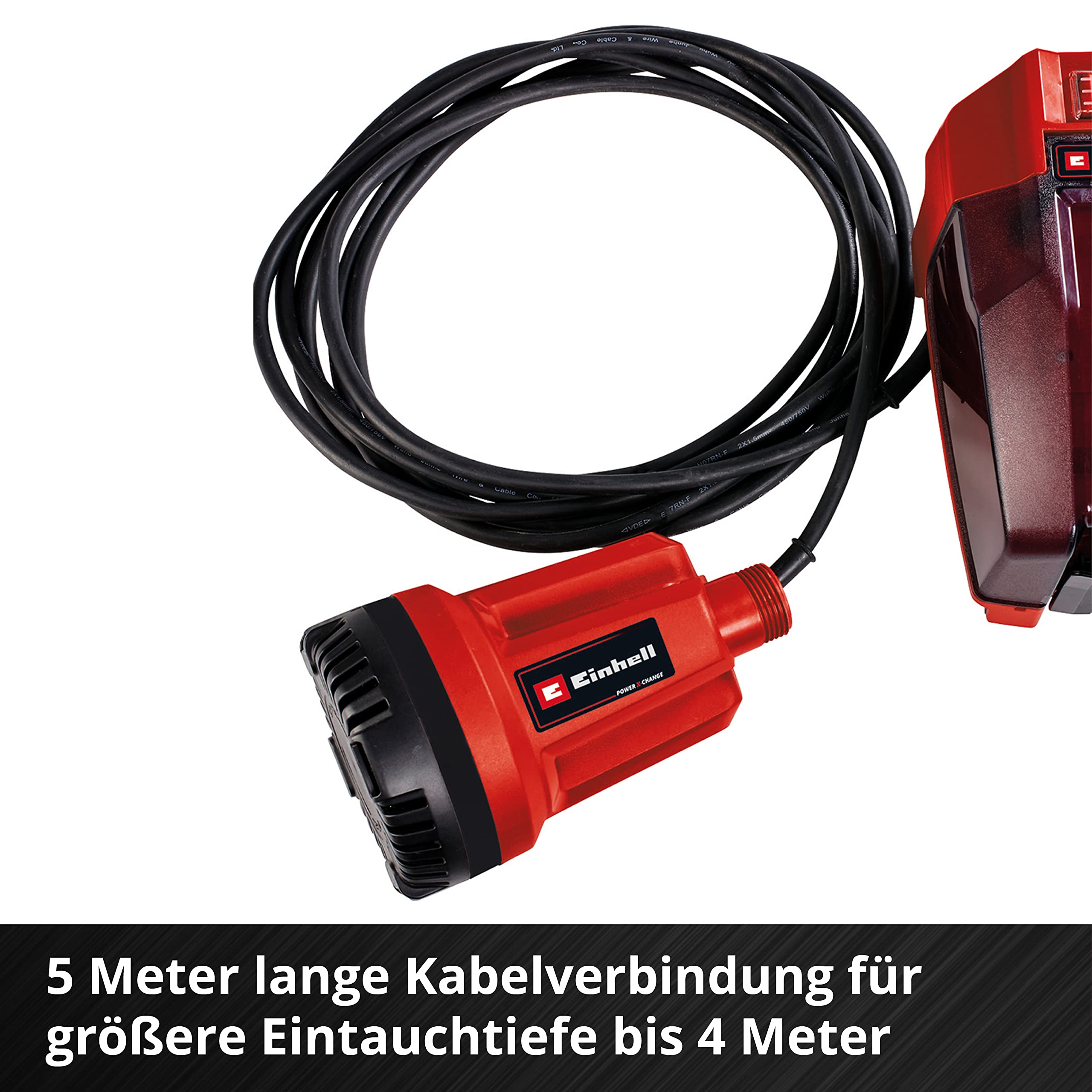 Einhell Akku-Klarwasserpumpe GE-SP 18 Li-Solo Power X-Change (Lithium-Ionen, 18 V, max. Förderhöhe 8 m, max. 5.000 l/Std., 5 m Verbindungskabel, ohne Akku und Ladegerät)