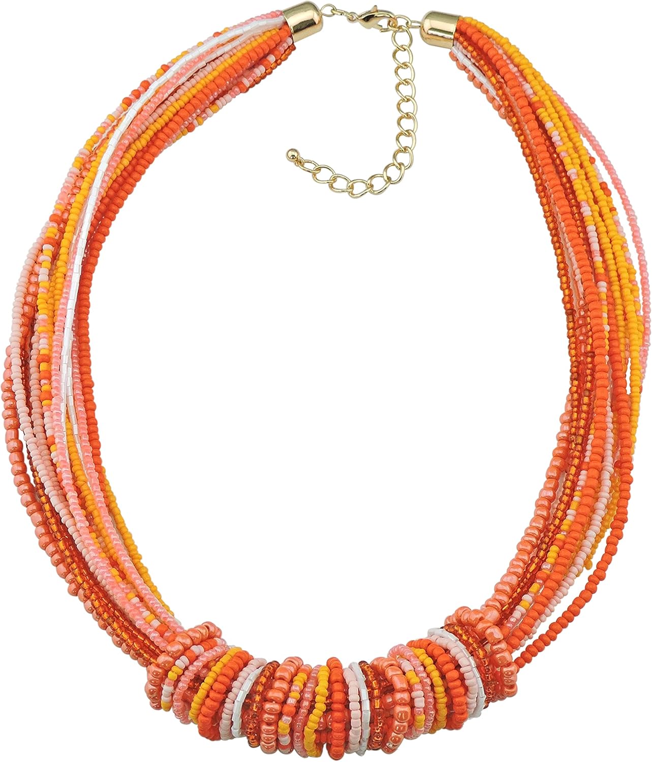 Bocar Chunky Statement Colorful Seed Beads Women Choker Collar Necklace