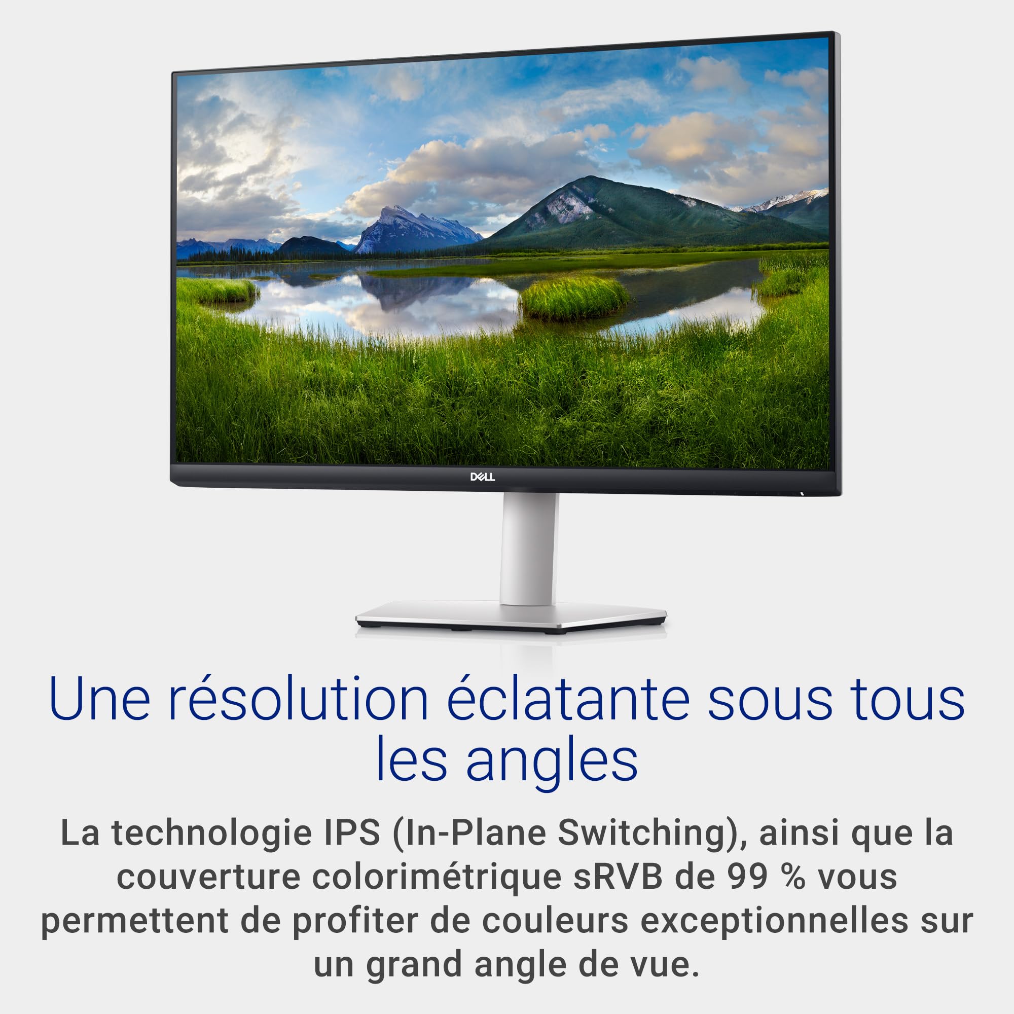 Dell S2721QSA 27" 4K UHD (3840x2160) Écran PC, 60Hz, IPS, 4ms, AMD Radeon FreeSync, 99% sRGB, Haut-parleurs intégrés, DisplayPort, 2x HDMI, Garantie 3 ans, Argent