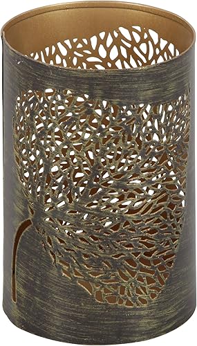 Miniatura 7 de Deco 79 Portavelas de metal para interiores y exteriores, farol decorativo de hoja, juego de 3 faroles de 12 pulgadas, 9 pulgadas, 5 pulgadas de