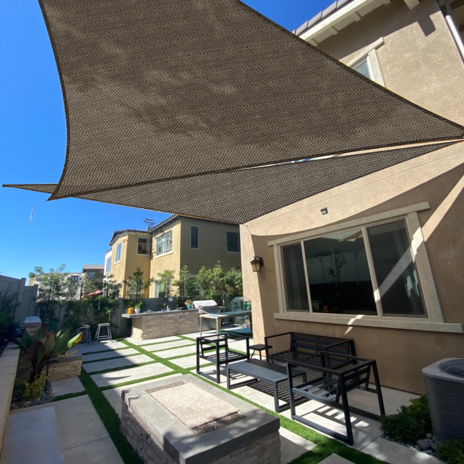 Snapklik.com : SUNLAX Sun Shade Sail 16 X 16 X 16 Brown Triangle Canopy ...