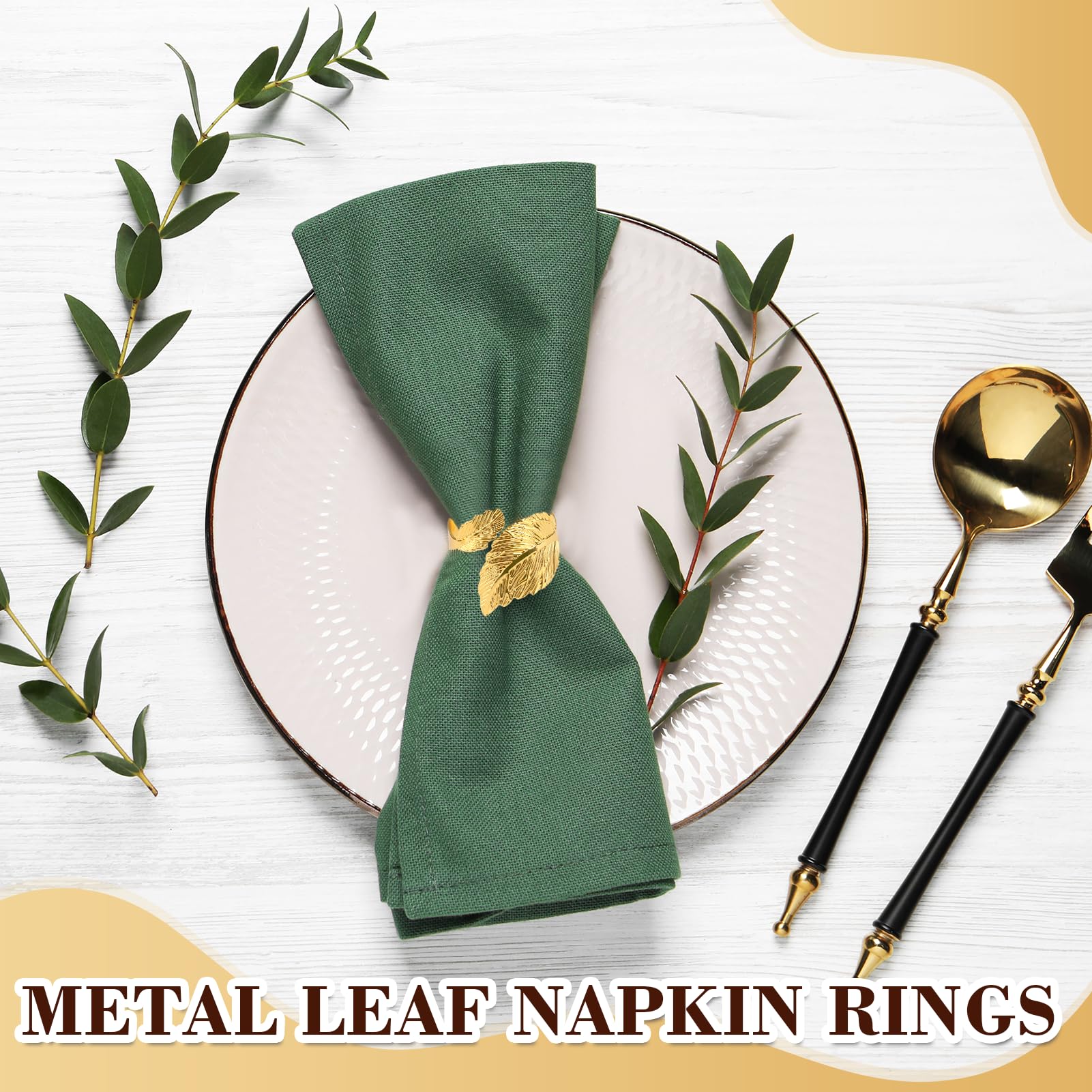 Kasoud Leaf Napkin Rings, 6PCS NapkinRings, Foliage NapkinRings - Image 4