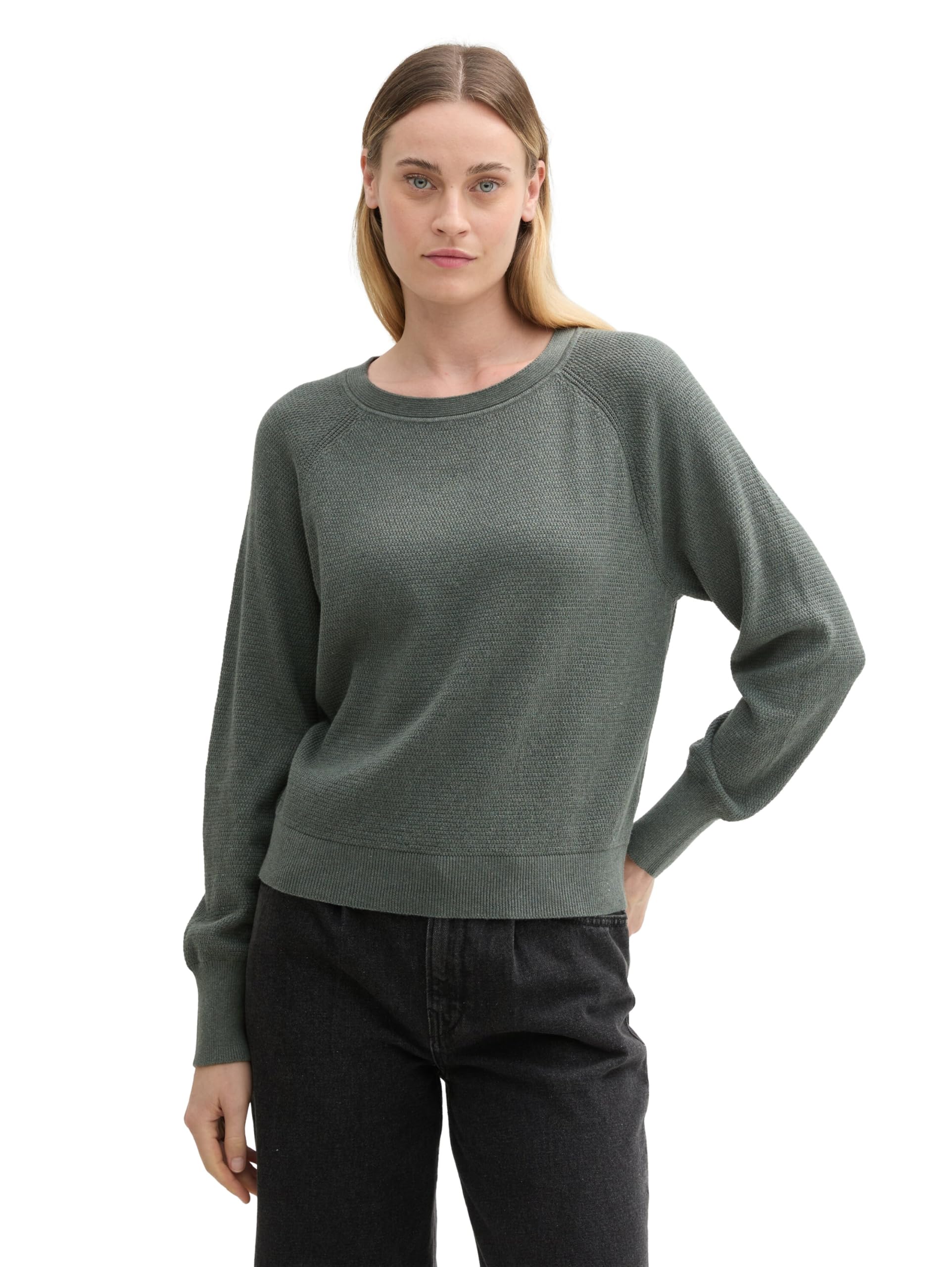 TOM TAILOR Women's Jumper, 24775 - Pale Bark Green Melange, XL