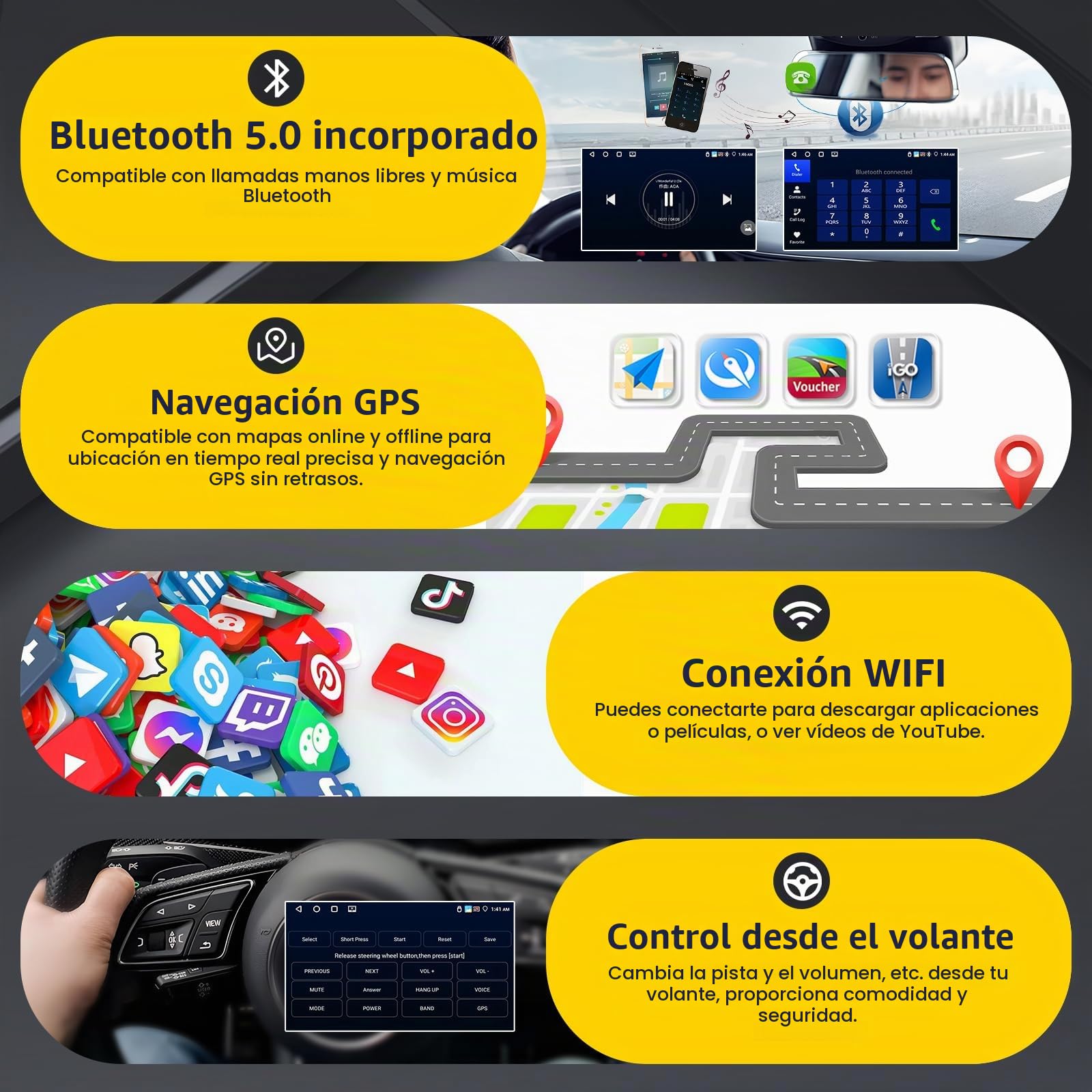 Inefala 4G+64G Radio Coche Android 15 para Fiat Punto 2005-2009