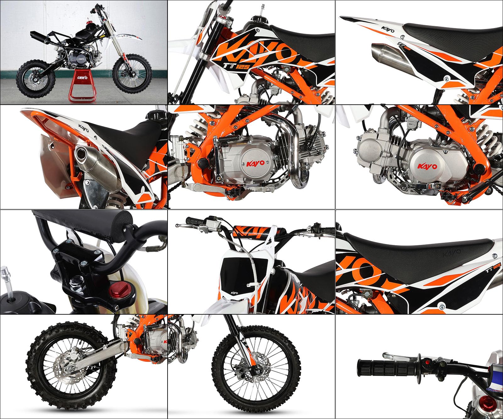 125 125cc Cross Dirt Bike Pit Bike Orange/Weiß (17/14" Räder)
