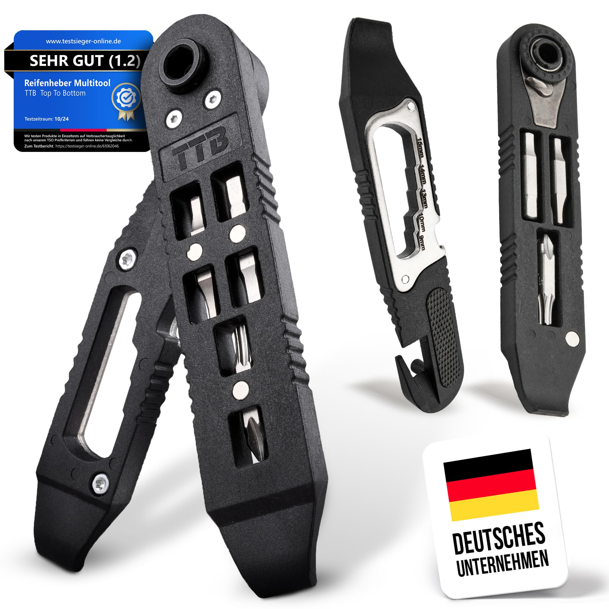 TTB Fahrrad Werkzeug Multitool 14 in 1 Inklusive Reifenheber Ultraleicht, Handlich & Klein [Mountainbike] Bike Sport Sport & Freizeit