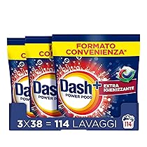 Dash Power Pods Detersivo Lavatrice In Capsule, 114 Lavaggi (38×3) Extra Igienizzante, Pulizia profonda contro sporco e batteri, Pulizia Impeccabile