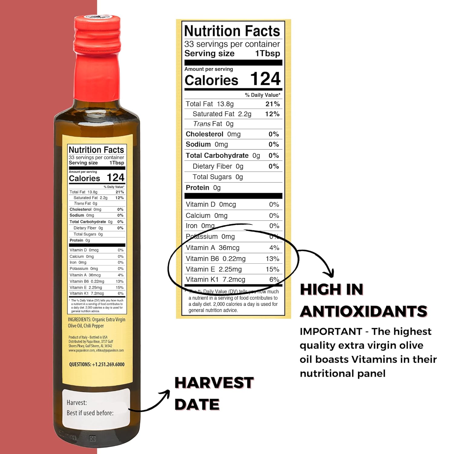 Papa Vince Olive Oil Extra Virgin - First Cold Pressed, Polyphenol Rich Olive Oil (EVOO). Chili Pepper Agrumato, Unfiltered, Single Sourced, Glass Bottle, Family made, Sicily, Italy - Image 2