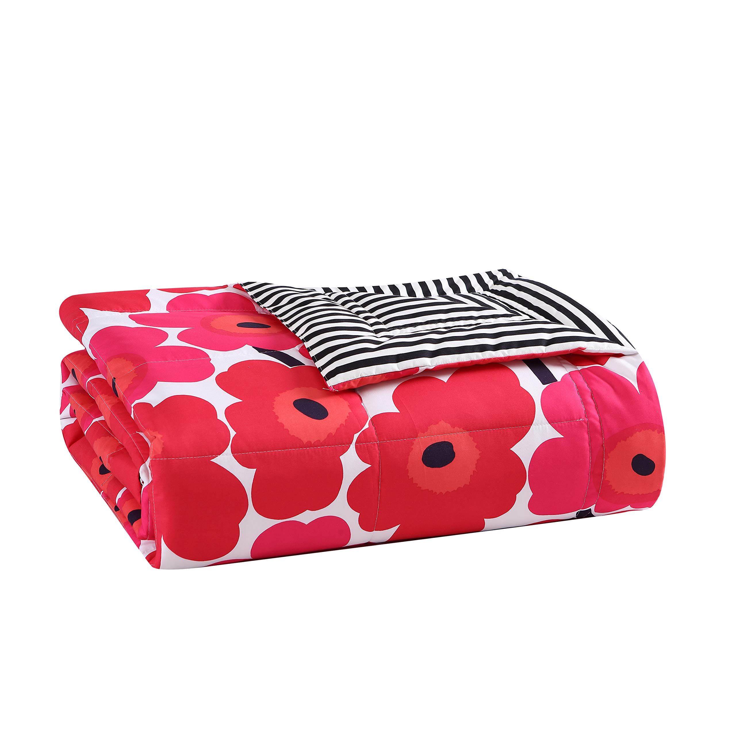 Marimekko | Pieni Unikko Collection | Blanket-Ultra Soft Brushed Microfiber, Reversible & Lightweight, Oeko-Tex Certified, Throw, Red