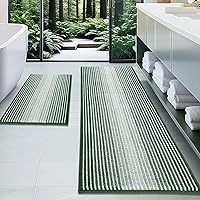 Vista 96 de BSICPRO Juego de alfombras y tapetes de baño, 2 piezas de felpilla gruesa y absorbente, antideslizantes, suaves y peludas para baño, lavables a