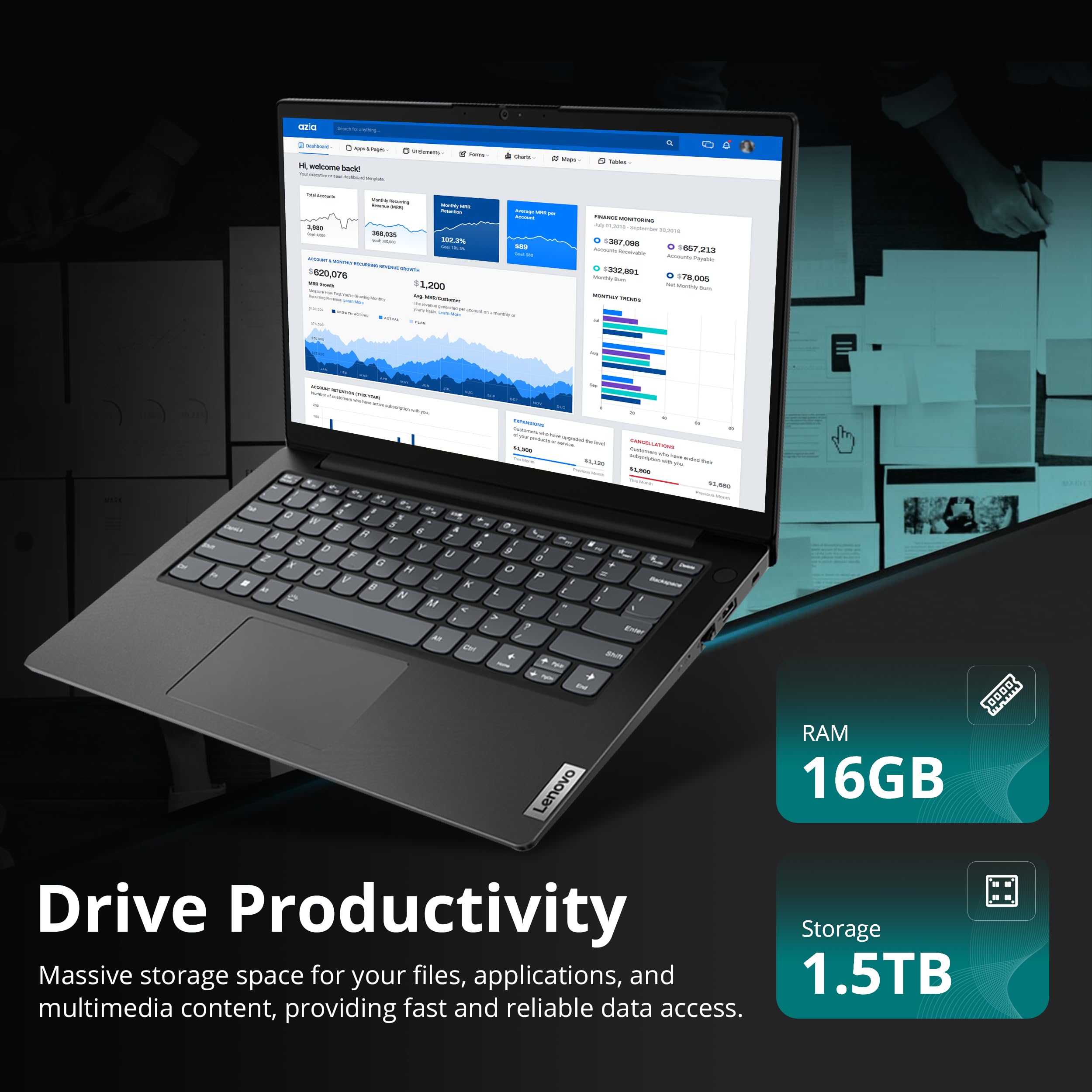 Lenovo V14 G4 14 Zoll FHD Business Laptop, Intel Core i7-13620H, 16 GB DDR4, 1,5 TB Speicher (512 GB SSD & 1 TB Dockingstation-Set), Intel UHD Grafik, 720p HD-Kamera, Wi-Fi 6, Win 11 Pro, Schwarz