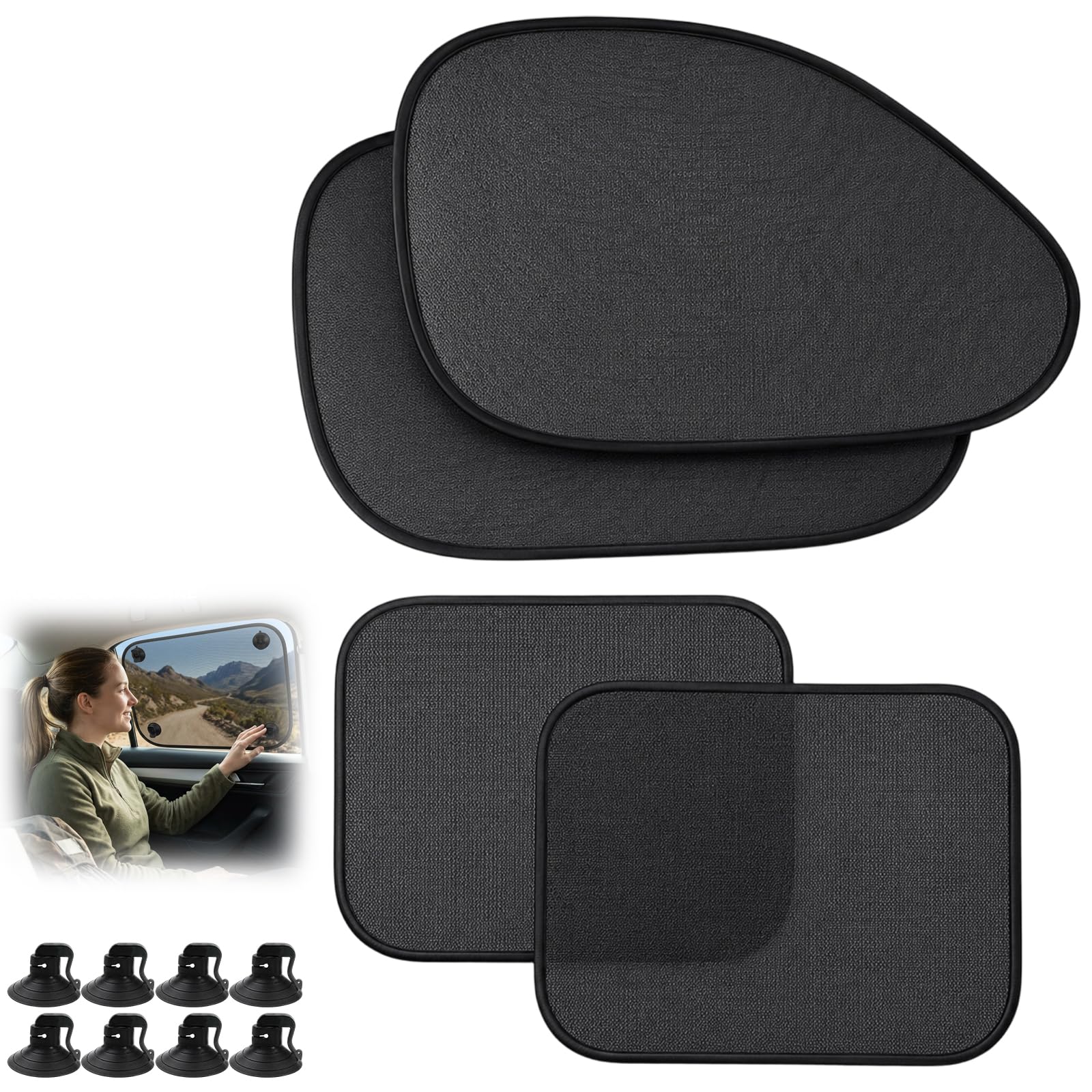4-Piece Set Car Window Shades for Baby, Car Window Shade, Sun Shades for Car Windows, Sun Visor for Car，with 8 Suction Cups，