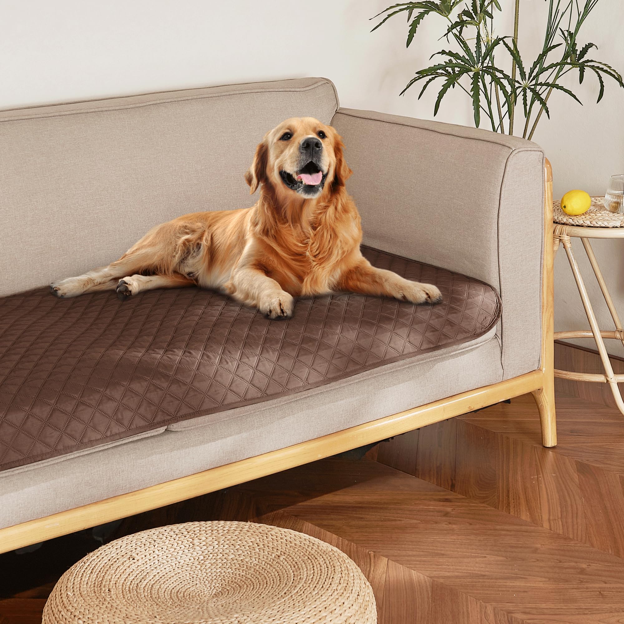 NICETOWN Waterproof Dog Bed Cover Pet Blanket with Anti-Slip Back for Furniture Bed Couch Cat Blanket Mat for Loveseat Sofa Recliner L-Shape Sofa, 30" W x 70" L, Chocolate/Sand, 1 Piece โ image 1
