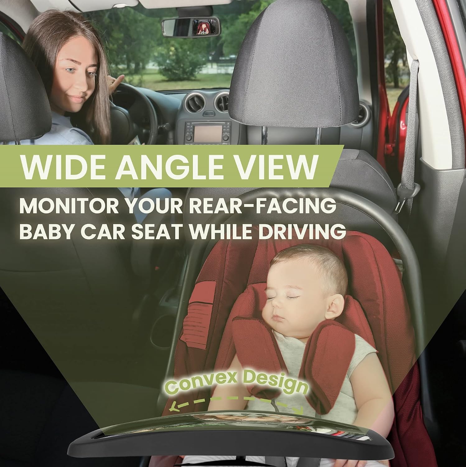 KeaBabies Car Seat Cover for Babies and Large Shatterproof Baby Car Mirror - Baby Car Seat Canopy for Spring, Autumn, Winter, Safety Baby Car Seat Mirror