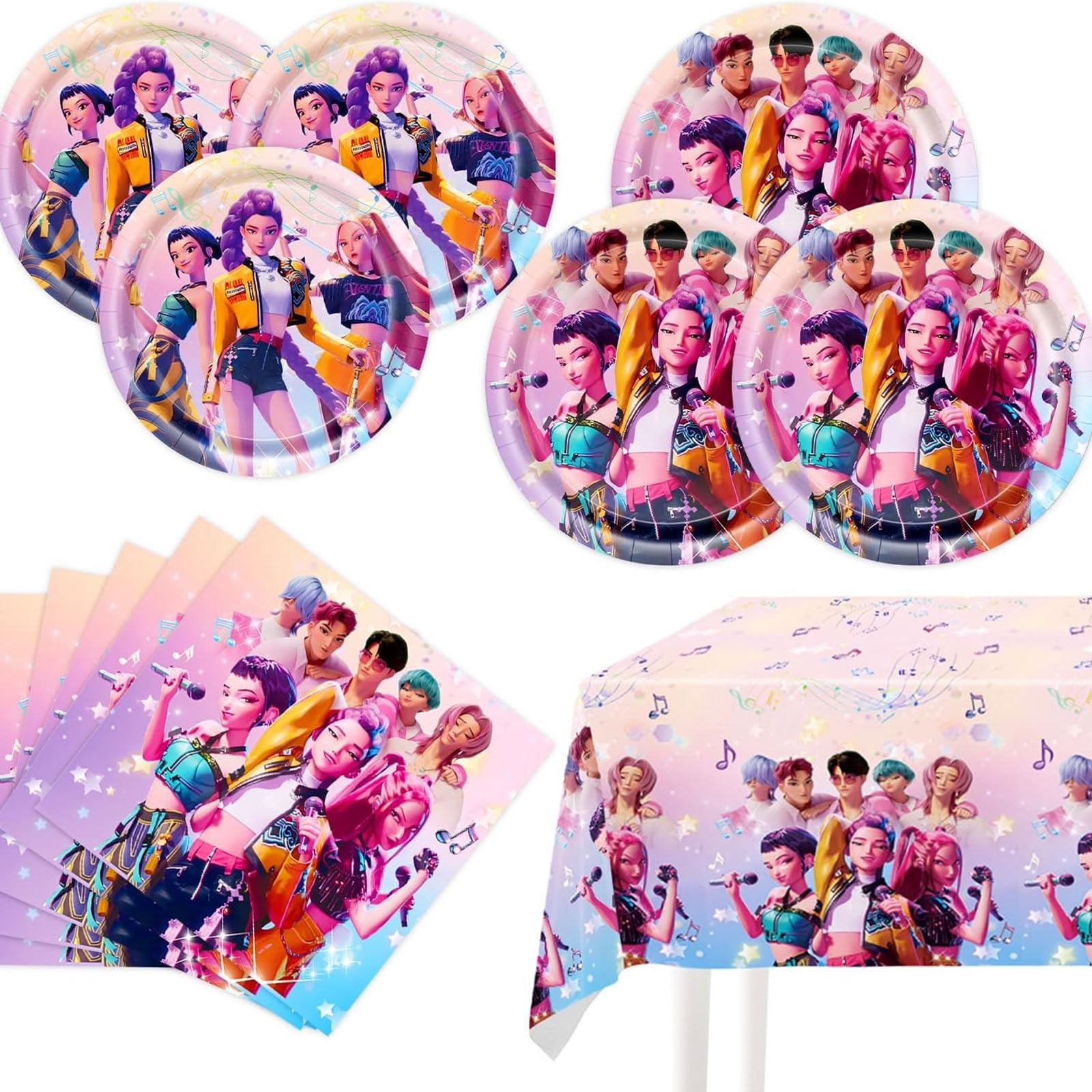 41 pcs Set de Vajilla para Fiesta de Cumpleaños, 20 Platos, 20 Servilletas y 1 Mantel, Decoración de Mesa para Fiestas Infantiles y Cumpleaños Temáticos