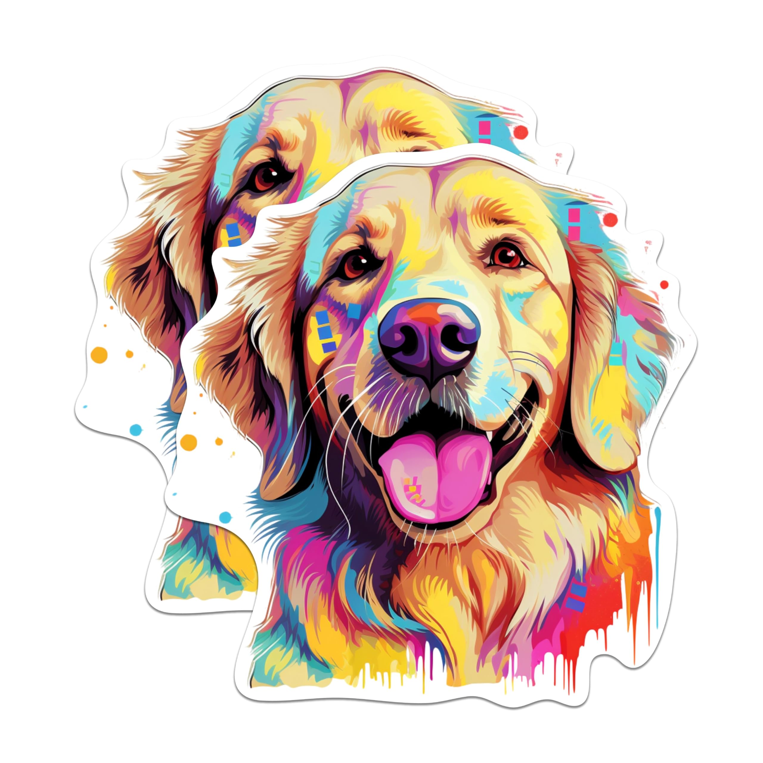 (2 Pack) Golden Retriever Dog Breed Stickers - 5 Inches On Longest Side - Choose from Over 100 Dog Breeds - for Cars, Trucks, Skateboards, Laptops - Made in USA - BMCS1864