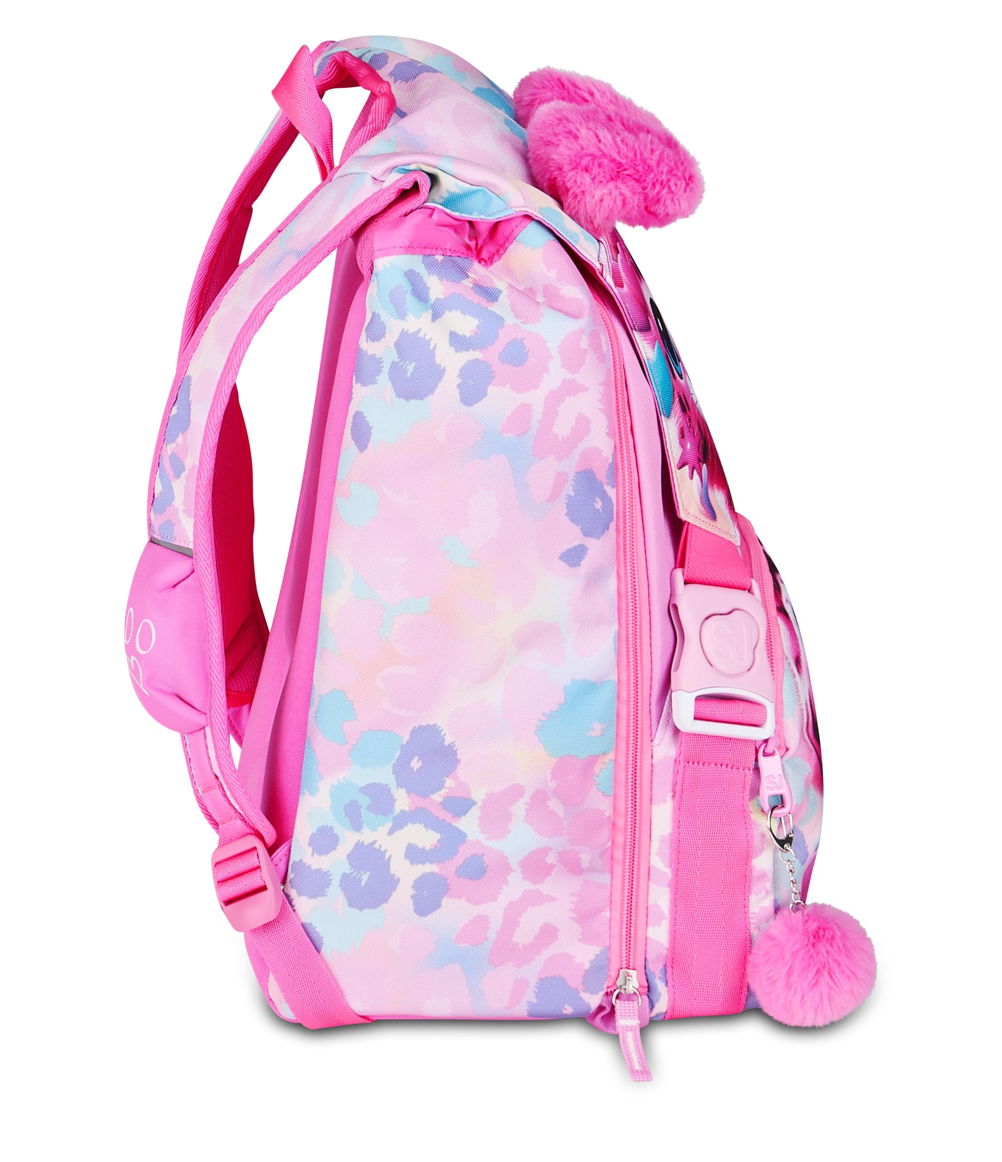 SJ GANG STYLE JAM GANG Zaino Scuola Estensibile Big HEART BUDDY GIRL, Rosa, 24 L, Zip laterali, Orecchie gatto morbide sollevabili, Tasca portaborraccia, Scuola elementare e media, Bambina, Ragazza