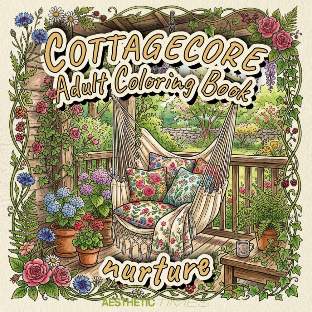 Cottagecore Adult Coloring Book: Nurture (Quiet Life Collection)