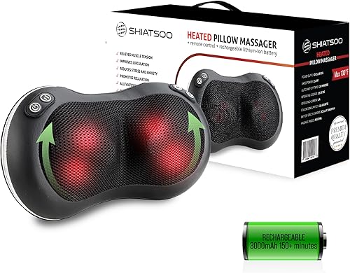 Masajeador de cuello y espalda baja con calor | Masajeador de almohada térmica Shiatsu | Alivio del dolor | Tejido profundo