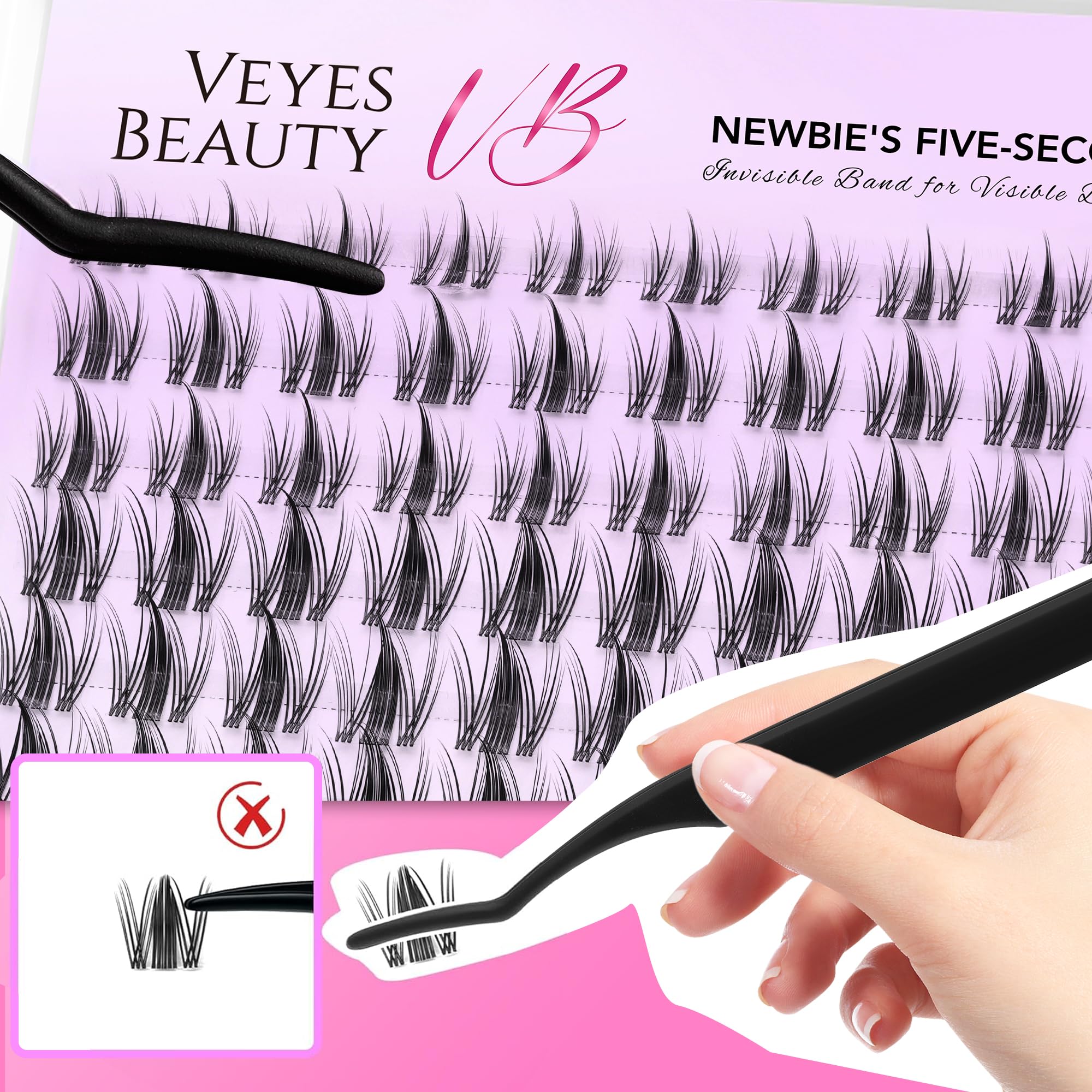 VEYESBEAUTY Ciglia Finte Kit Laminazione Ciglia Kit Newbie's Five-Second Extension Ciglia Finte Ciuffetti Kit Lash Extension Kit Con Bond e Dispositivo Di Rimozione (Manga kit, 8-18mm)