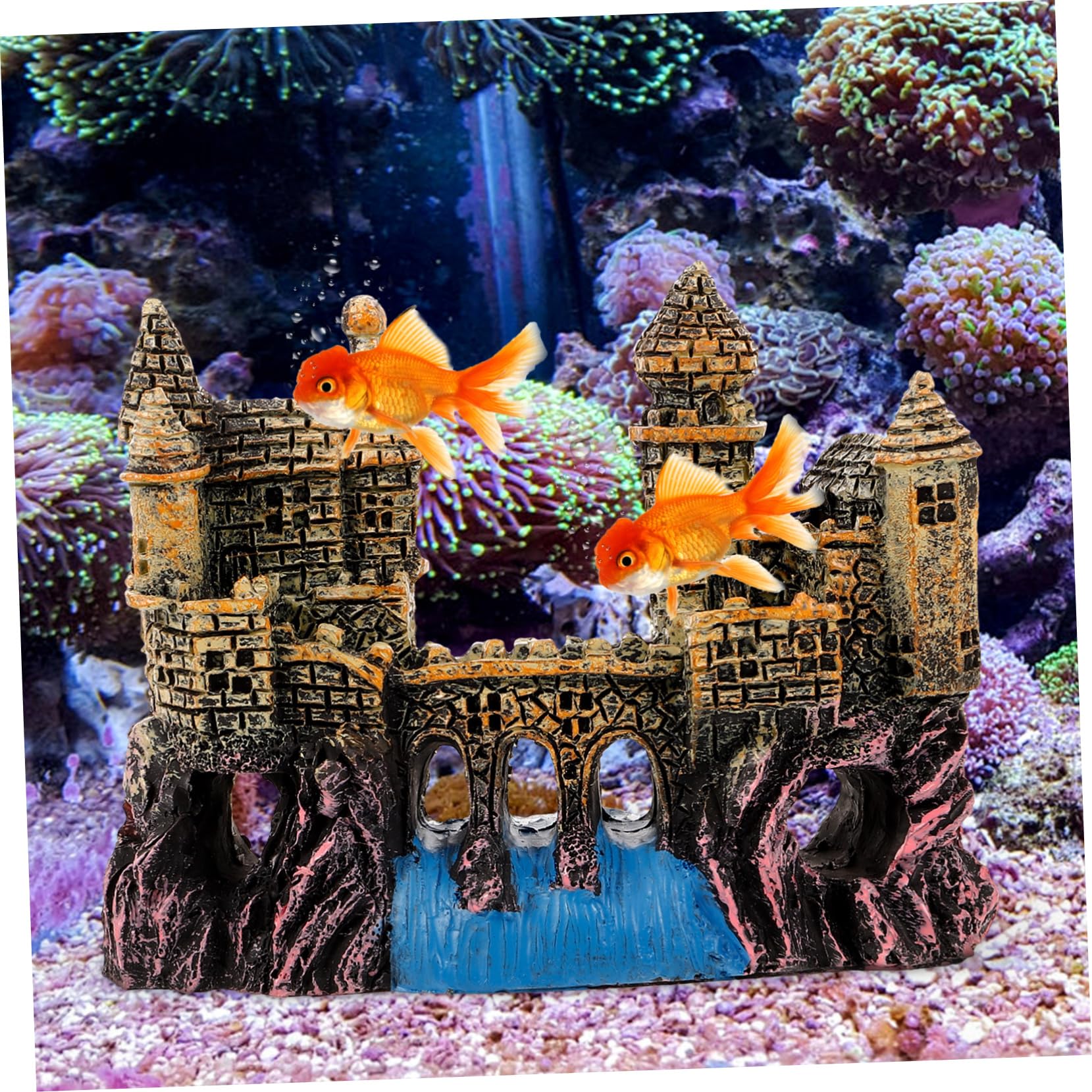 Happyyami 4piezas Mini Castillo para Acuarios Decoración De Acuario Estilo Europeo Adorno Simulado para Peceras y Jardines Acuáticos Seguro para Peces y No Contamina El Agua