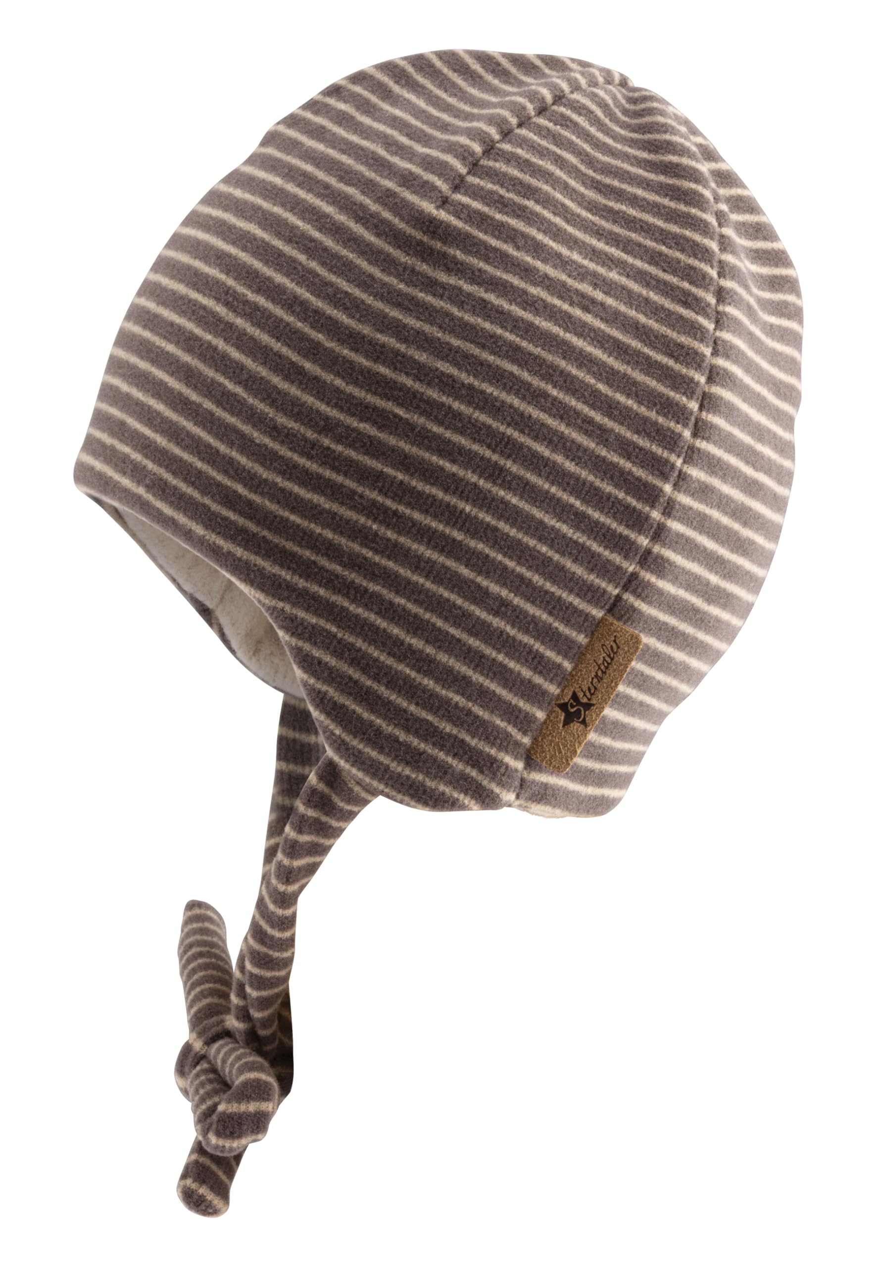 Sterntaler Beanie gestreift aus Microfleece - Baby und Kinder Mütze mit angeschnittenen Ohrenklappen und Bindeband