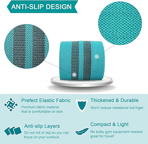 Miniatura 6 de Supertrip Bandas de resistencia de tela para piernas y glúteos, antideslizantes, para mujereshombres, bandas elásticas para entrenamiento, fitness,