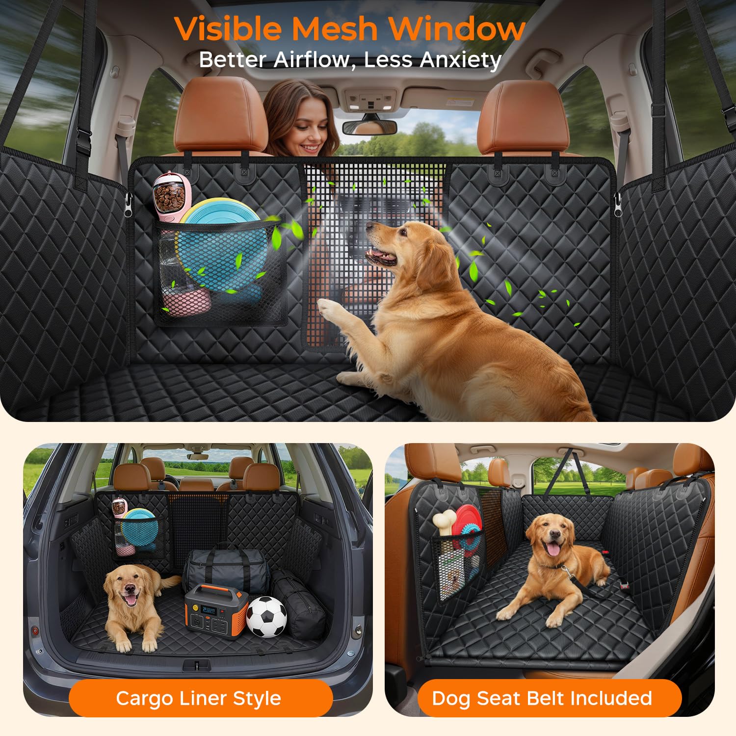 URPOWER Extension de siège arrière pour Chiens – Housse de siège de Voiture à Fond Rigide pour siège arrière, hamac Pliable pour Voiture, SUV et Camion, Protection de siège arrière pour Animaux de