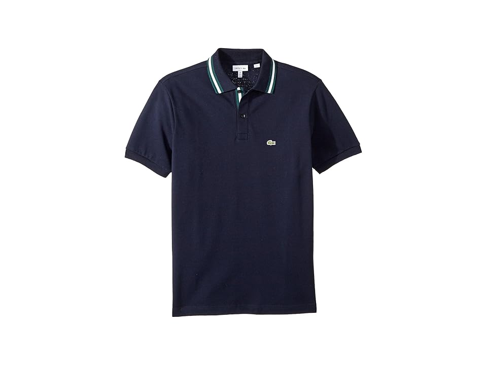 

Lacoste Kids Short Sleeve Collar Detail Polo (Infant/Toddler/Little Kids/Big Kids) (Navy Blue/Aconit/White) Boy's Clothing