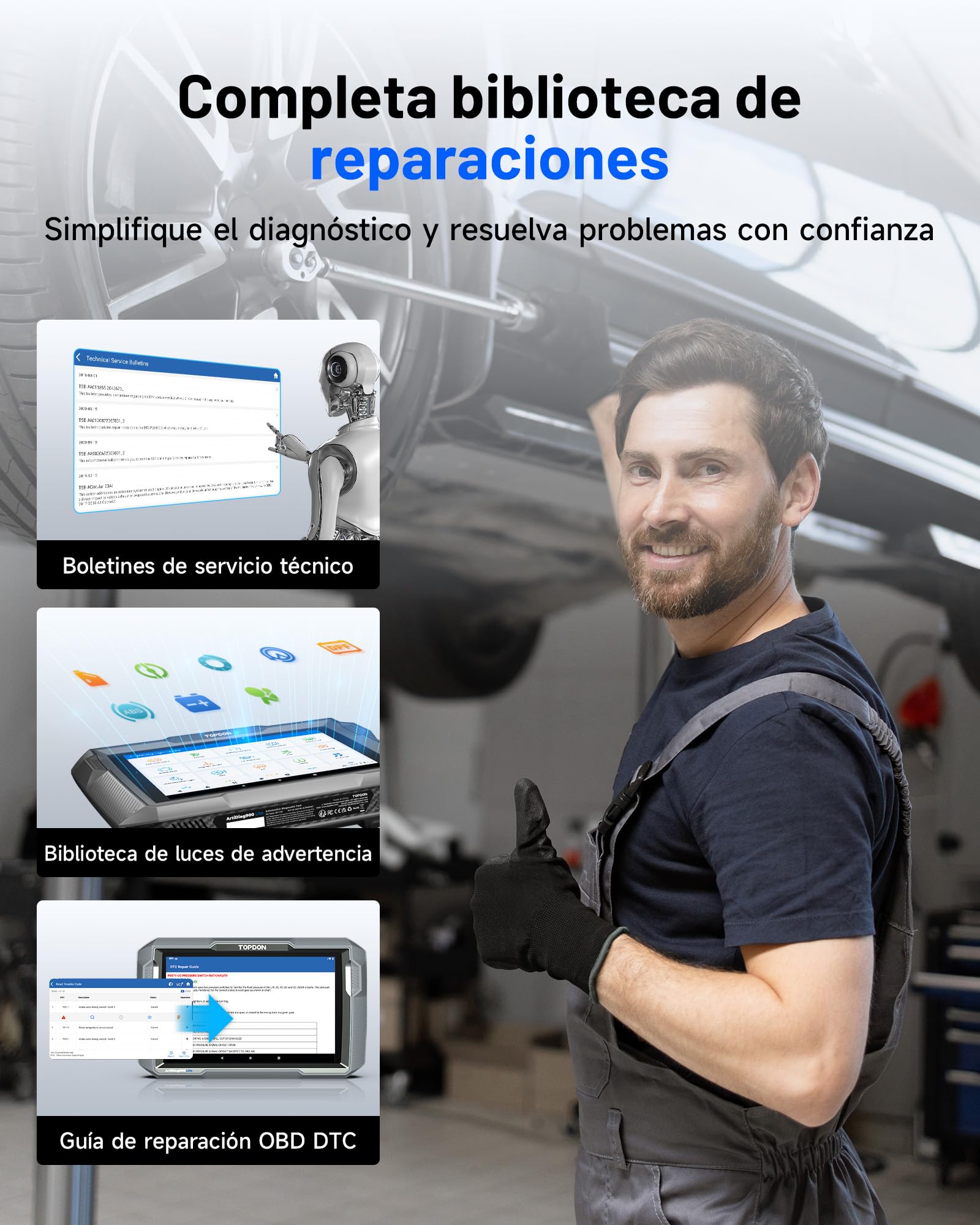 TOPDON OBD2 Diagnosis Coche ArtiDiag900 Lite con escaneo bidireccional, FCA y Can-FD, Bluetooth diagnóstico de Todos los Sistemas, 8 Servicios de reinicio, AutoVIN, 2 años de actualización Gratuita