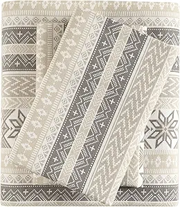 True North by Sleep Philosophy Flannel Sheets Twin XL Size, Cozy 100% Cotton Flannel Bed Sheets, Ultra Soft Cute Sheet Set, Elastic Pocket Fits Up to 12" Mattress, Nordic 3 Piece