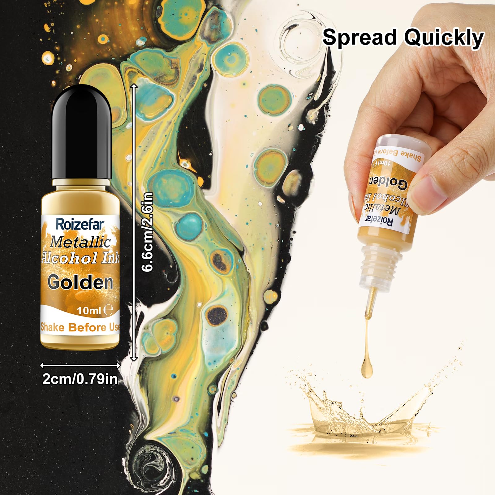Juego de tintas de alcohol, 40 botellas de colores vivos de alta concentración, tinte de resina de pintura de alcohol metálico, efecto de secado rápido seguro, tinta de alcohol para resina epoxi,