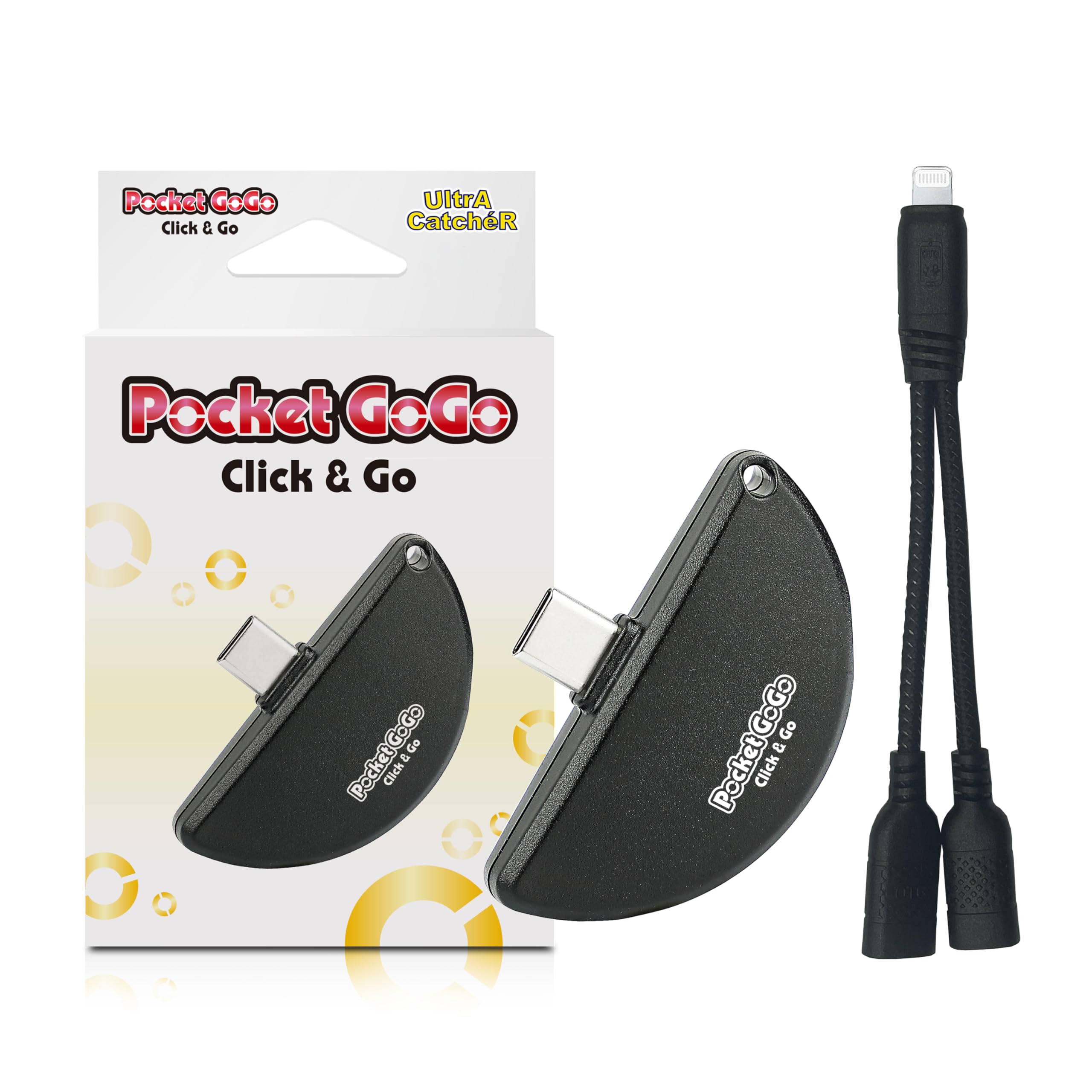Pocket GoGo – Ultimate Auto-Catcher | czarny/czerwony | USB-C Plug and Play, bez ładowania, łapie kieszonkowego potwora i spinów (czarny)