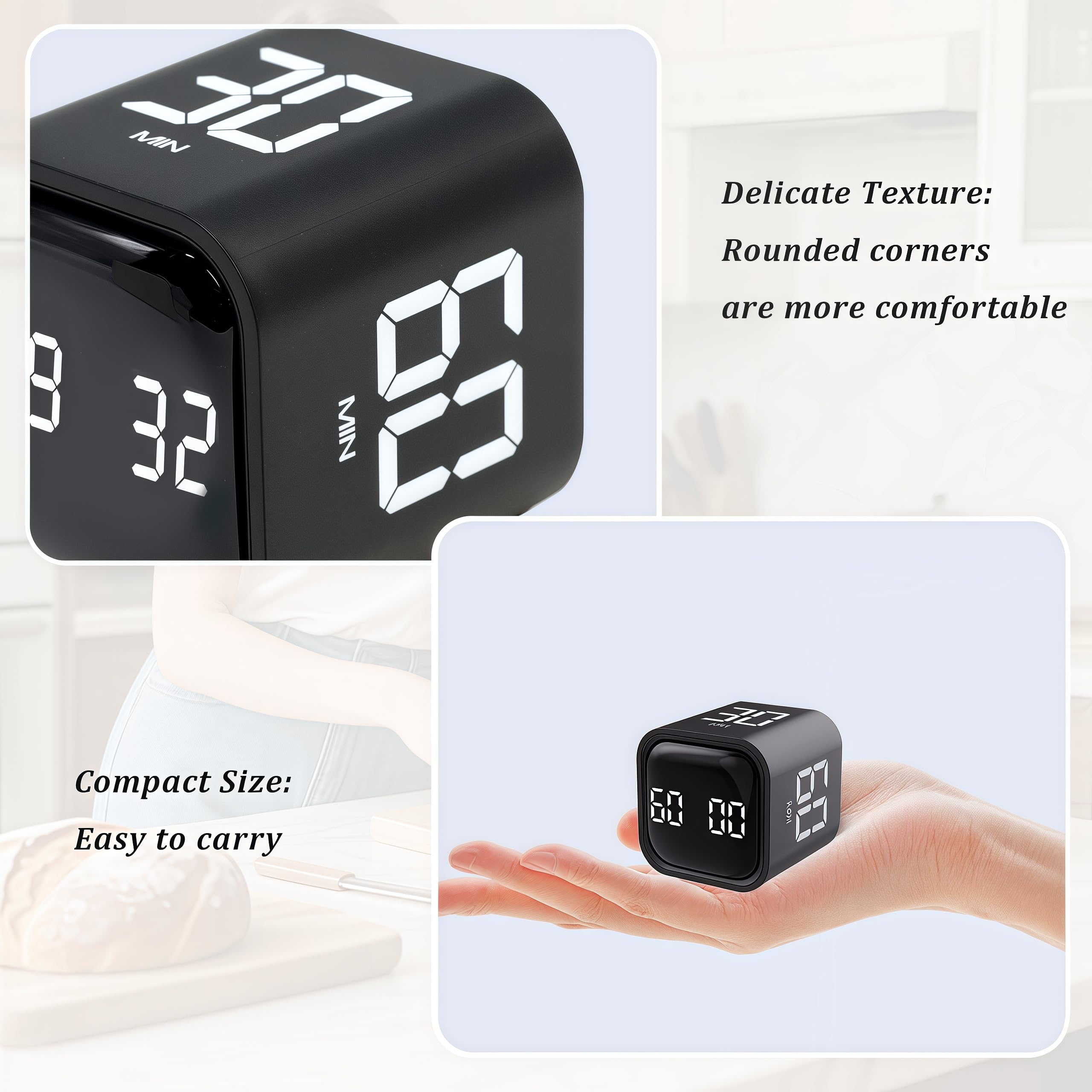 2 temporizadores giratorios Pomodoro de 5, 10, 30, 60 minutos preestablecidos, temporizador de productividad de escritorio, cronómetro de cuenta regresiva de cubo visual, modos personalizados