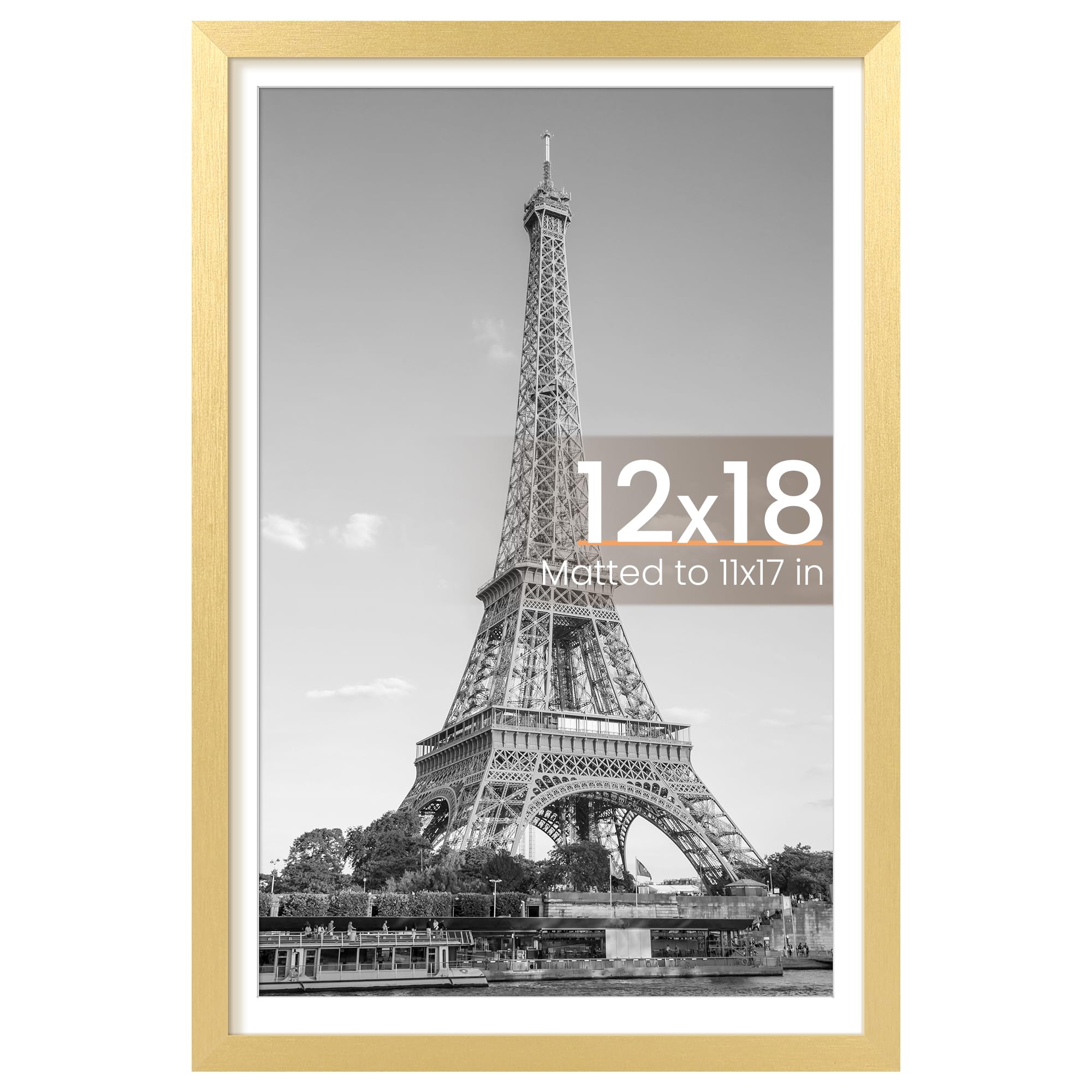 upsimples 12x18 Picture Frame, Wall Decor Poster Frames, Gold 1 Pack | 12 x 18 Frame, 11x17 Frame with Mat for Gallery Wall, Family, Baby, Dog, Dorm, Christmas, Wedding