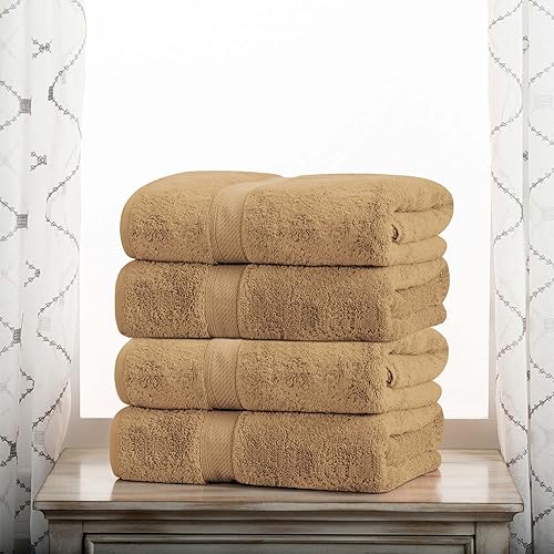 Miniatura 2 de SUPERIOR Juego de 4 toallas de baño de algodón egipcio, toallas de lujo ultra suaves, esenciales de felpa gruesa, absorbentes y pesadas, baño de