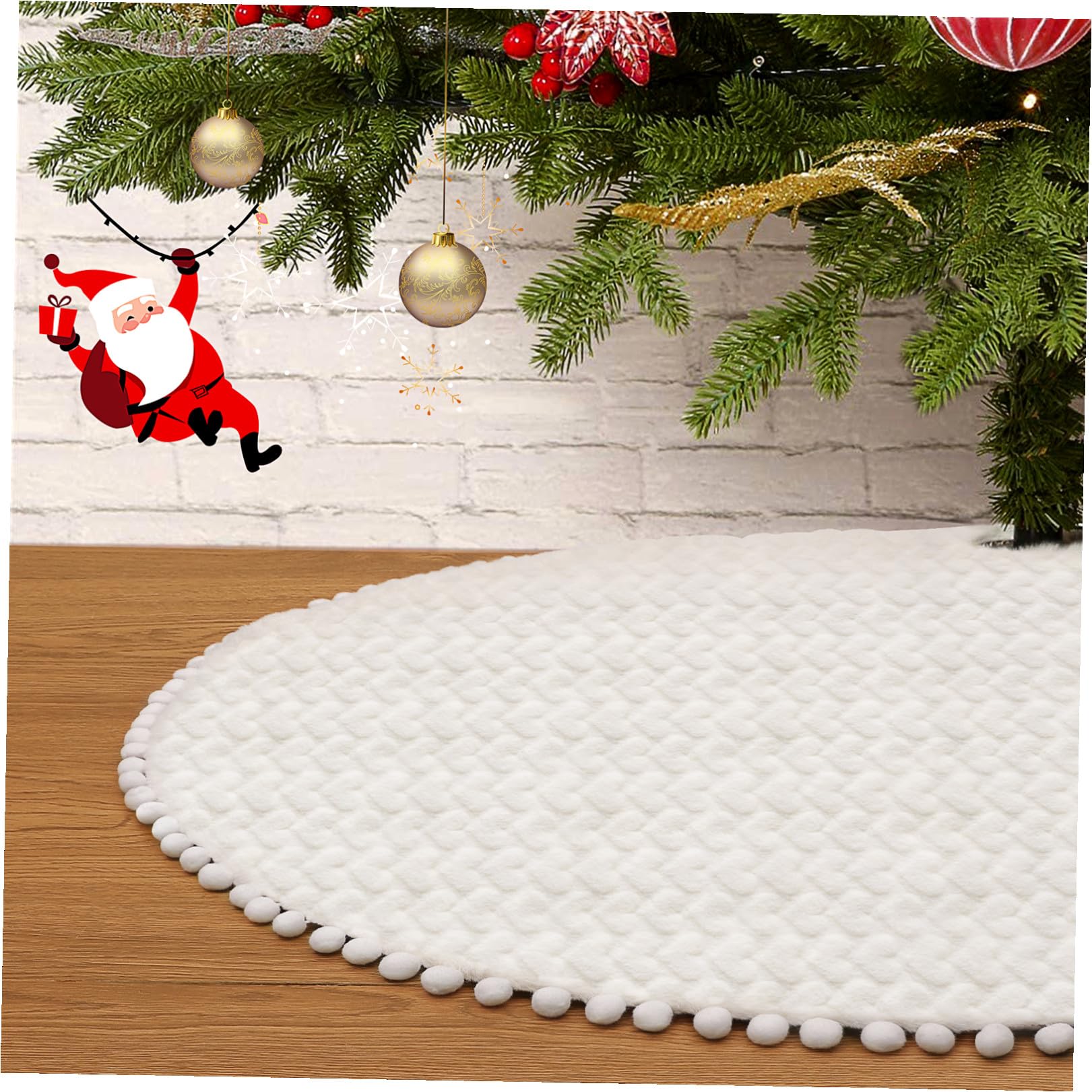 Hemobllo Weihnachtsbaum Decke, Weihnachtsbaum Rock, 36 Zoll Runde Herzmuster, Weiß Plüsch für Verzierung Bodendekoration Weihnachtsdeko