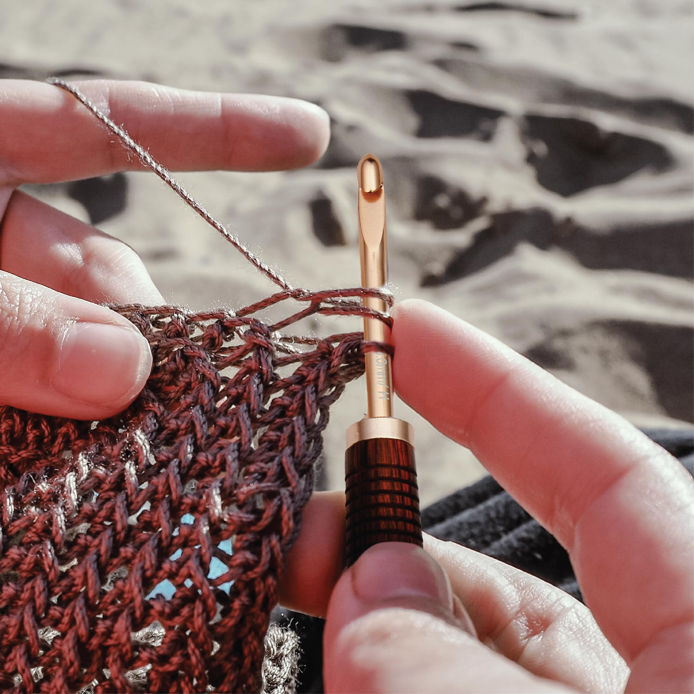 KnitPro Oasis Verwisselbare haaknaald met houten handvat - voor brei- of haakprojecten, berkenhout, roos - 1 haaknaald