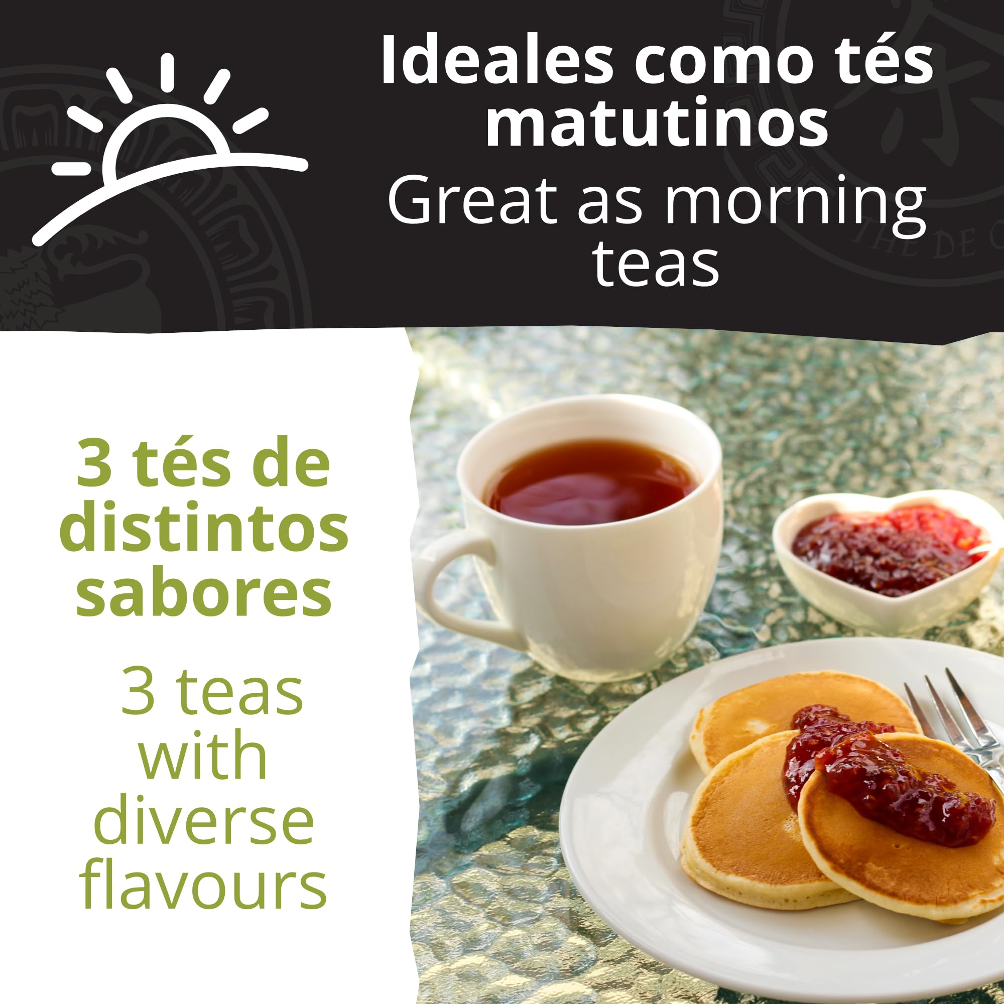 Set de 3 Tés Desayuno - Earl Grey, Chun Mee & Breakfast OP - 3 x 20 Bolsitas de Té Orgánicos - Caja de Regalo