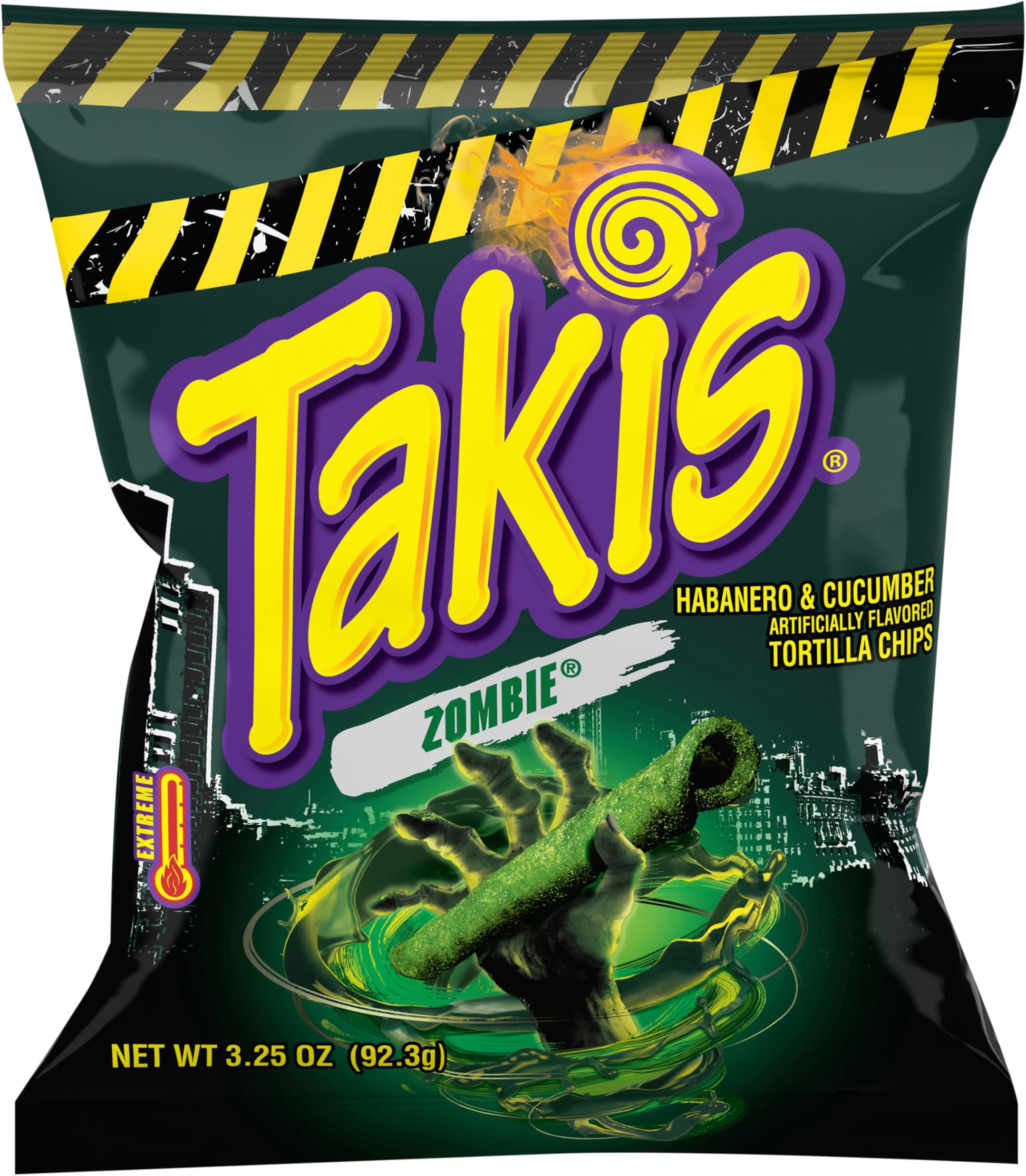 TakisZombie Habanero & Cucumber Artificially Flavored Tortilla Chips, 3.25 oz 92.4g