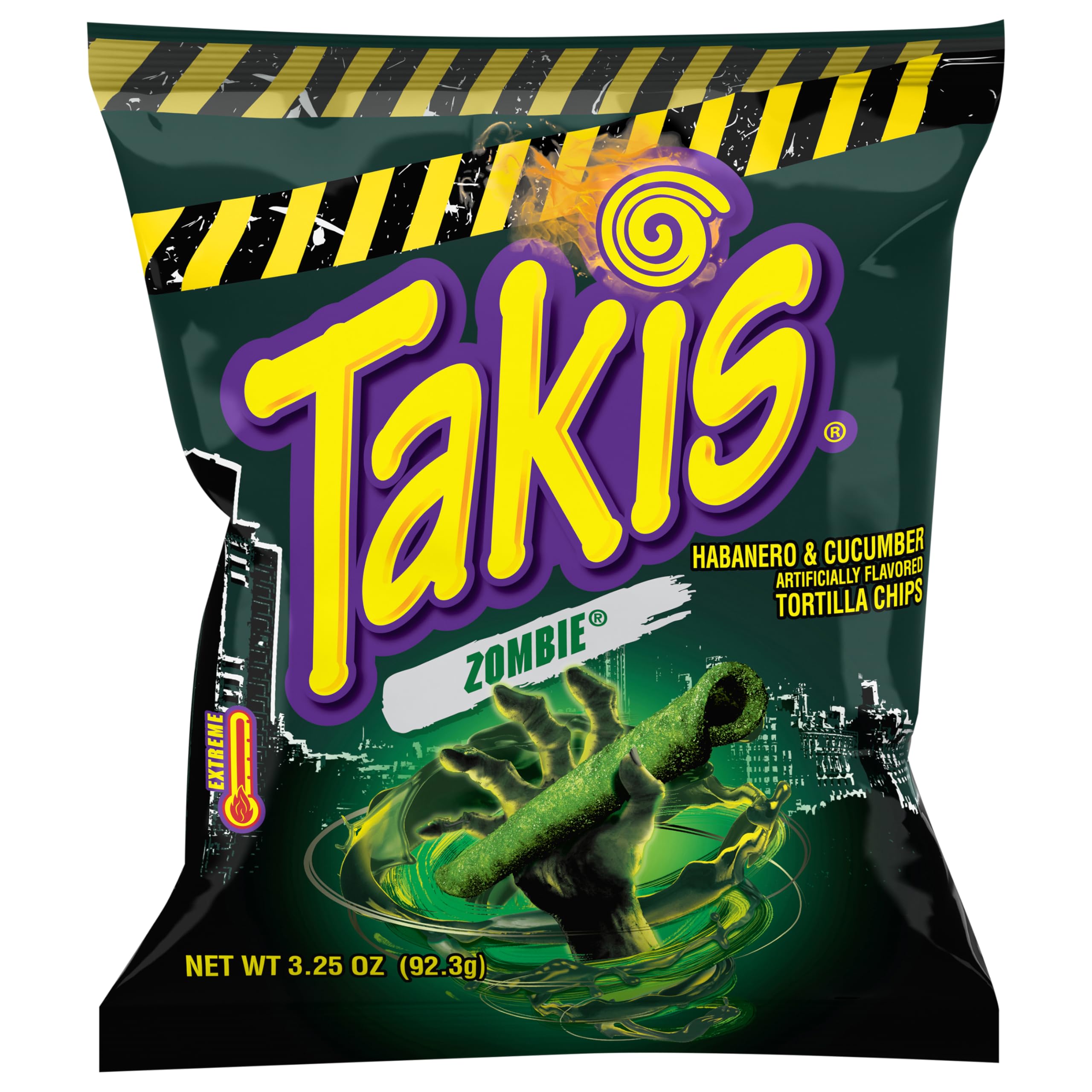 TakisZombie Habanero & Cucumber Artificially Flavored Tortilla Chips, 3.25 oz 92.4g