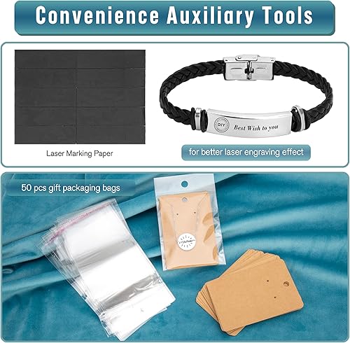 Miniatura 4 de Csyidio 105 piezas de materiales para grabado láser, accesorios de grabado para joyería para todos los grabadores láser con instrucciones, 45 piezas