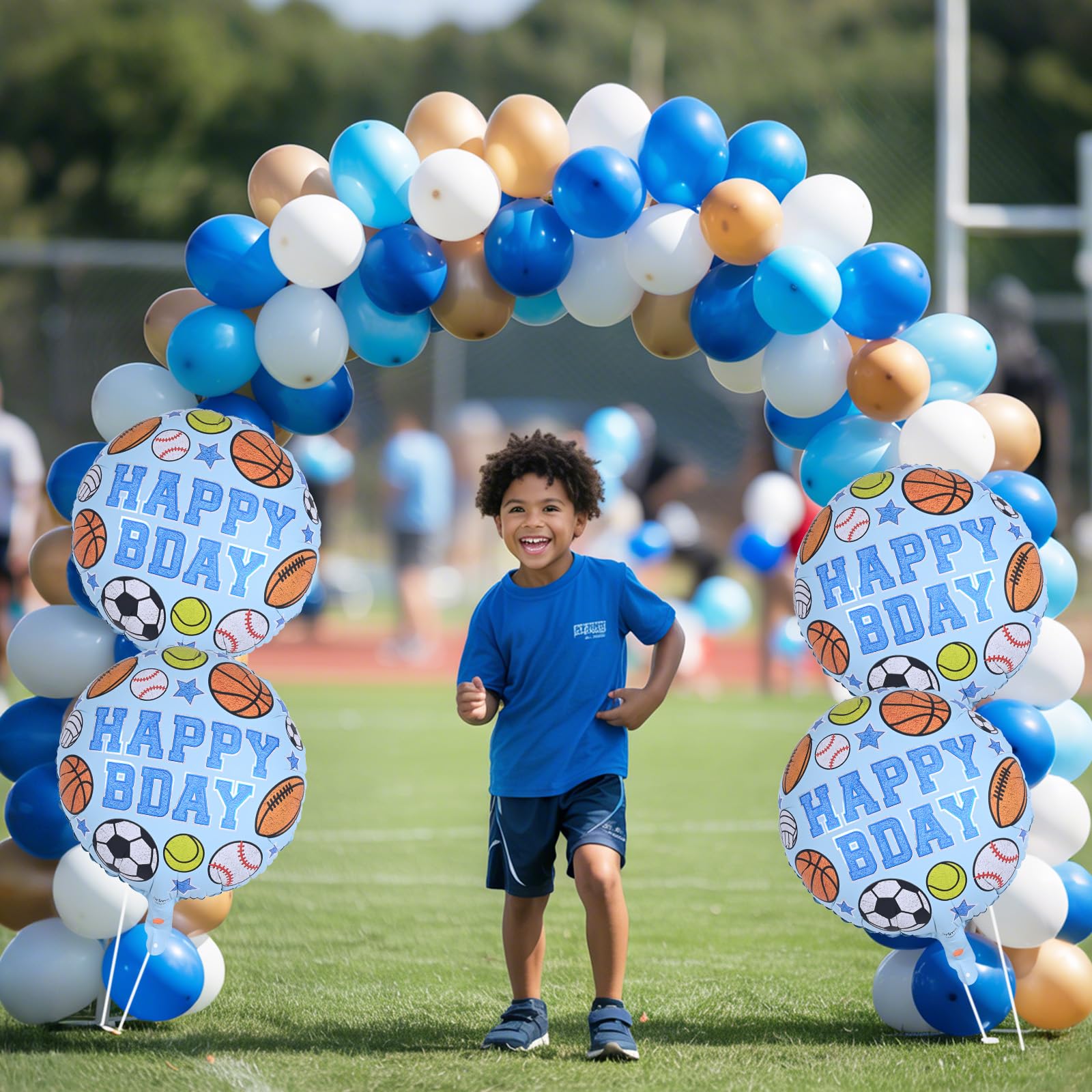 Sportowe balony foliowe, 45 cm, nadmuchiwany okrągły balon z mylaru z napisem Happy BDAY i baseball, siatkówka, koszykówka, piłka nożna, nadruk, balony helowe dla chłopców, baby shower, dekoracje