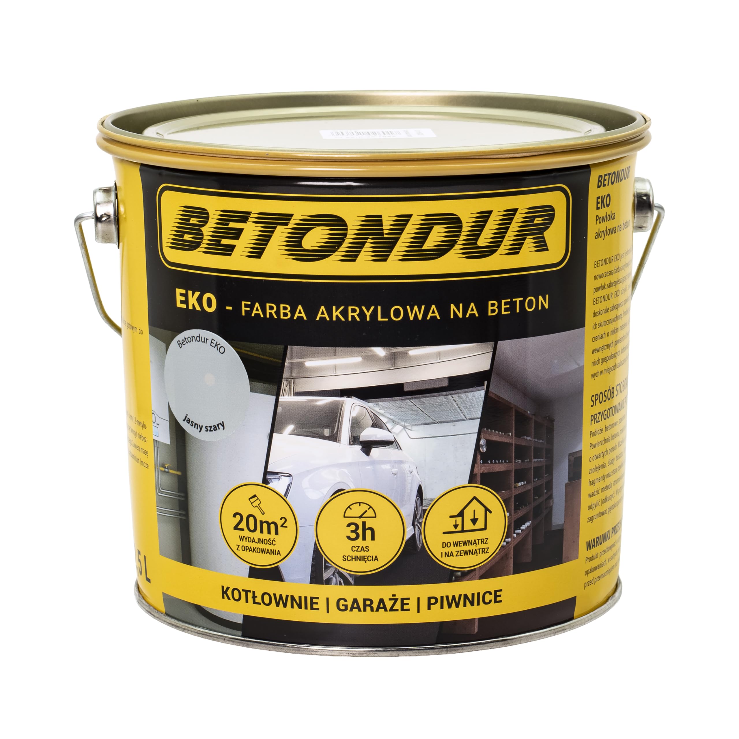 EKO – Vernice Ecologica per Cemento 2,5L – Grigio Chiaro – Rivestimento Acrilico Protettivo per Interni ed Esterni – Resistente agli Agenti Atmosferici e all’Abrasione – Antipolvere