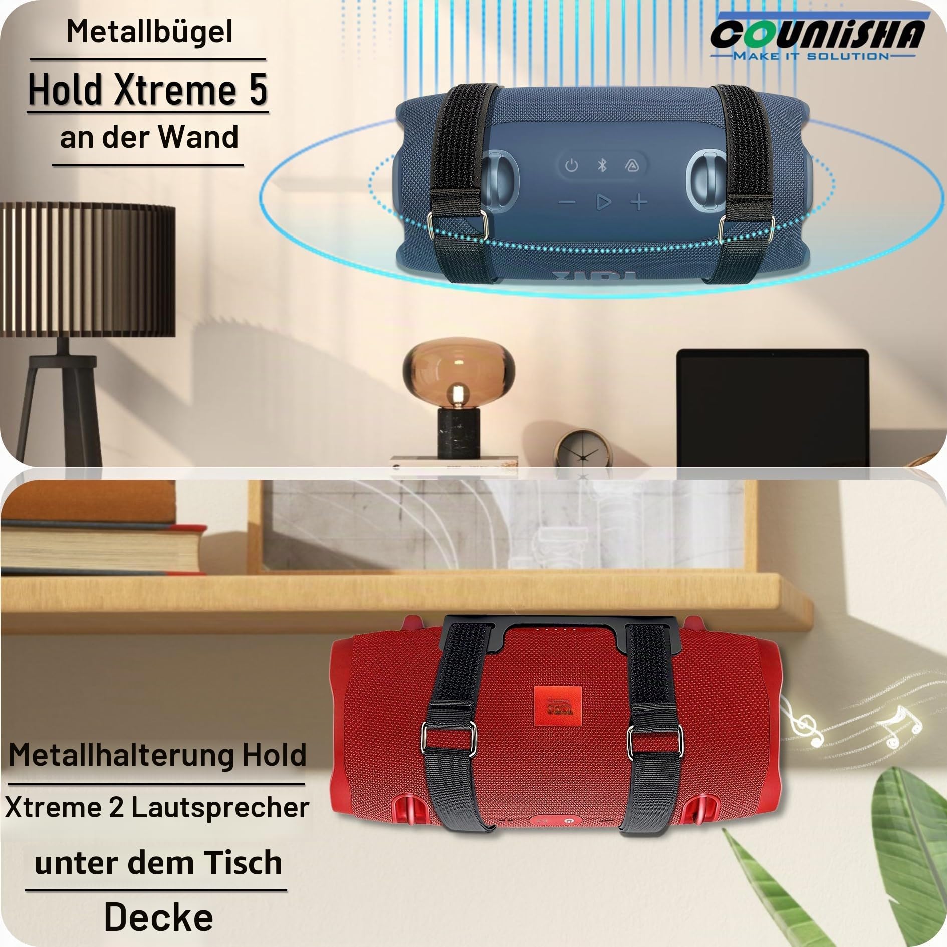 Wandhalterung aus Metall, kompatibel mit jbl Xtreme 4, tragbarer Lautsprecher für Jet-Ski, Schneemobil, Boot, PWCs, sichere Halterung, Wandhalterung mit verstellbarem Gurt für JBL Xtreme3,2