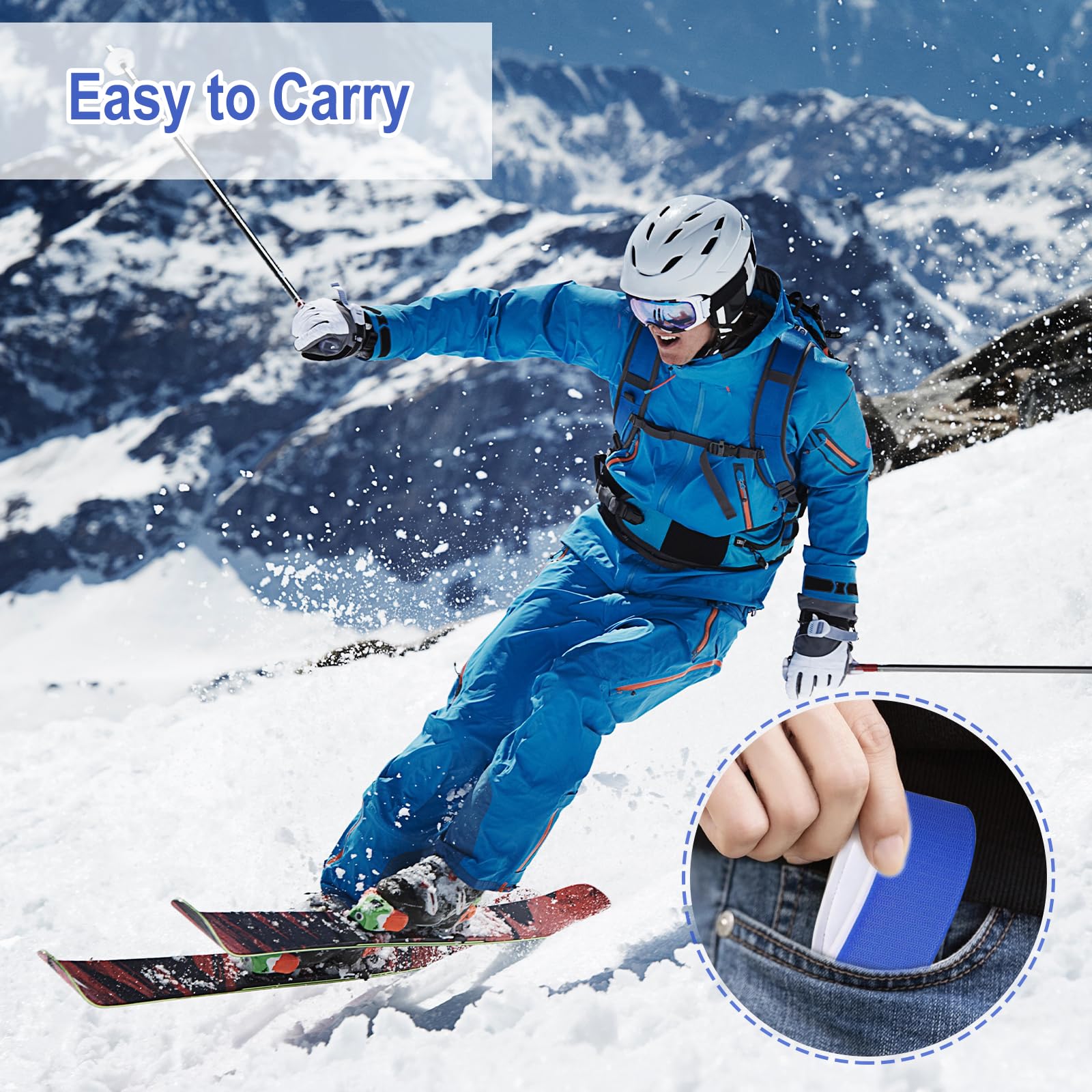 4 Pezzi Ski Straps, Cinghie da Sci, 50x5 cm Fascette per Sci in Nylon Regolabili per Fissare e trasportare Sci e Bastoncini