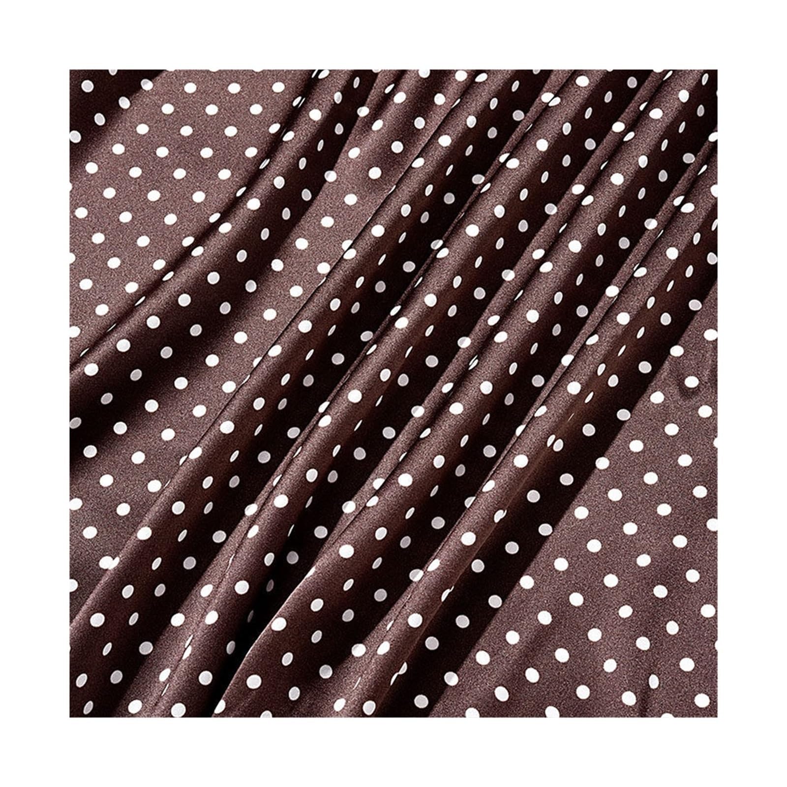 Polka Dots Fabric 19 Momme Polka Dot Silk Fabric for Apparel Mulberry Material Pajama Dress Making(Brown,1 Meter)
