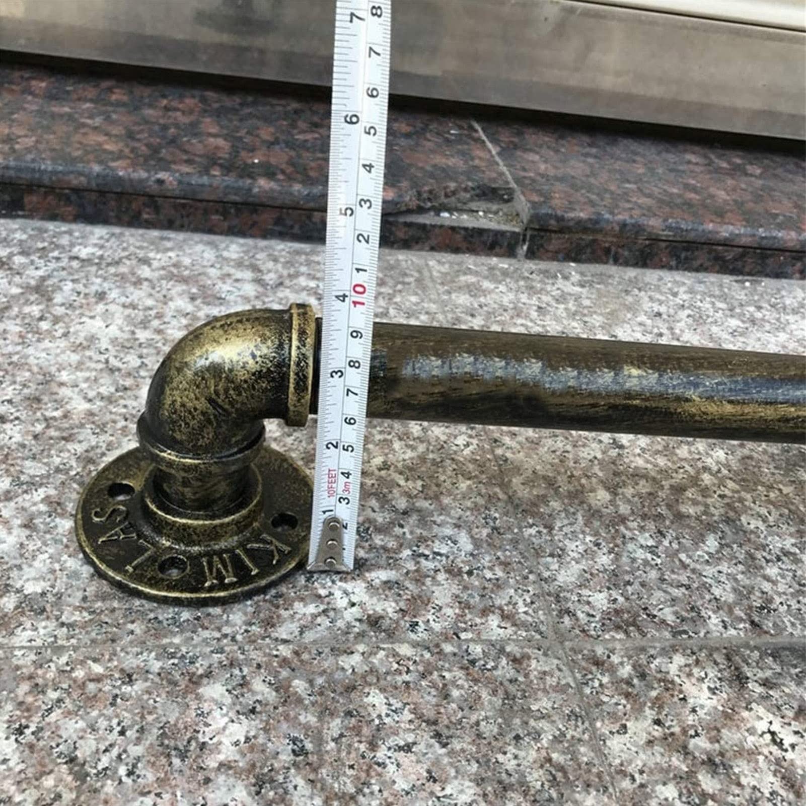 Corrimano per Scale Interni Esterni Gradini, Tubo Industriale in Ferro Battuto Montato a Parete in Bronzo Piombo Diretto alla Porta della Scala o Ingresso della Cantina/3.3Ft/1M